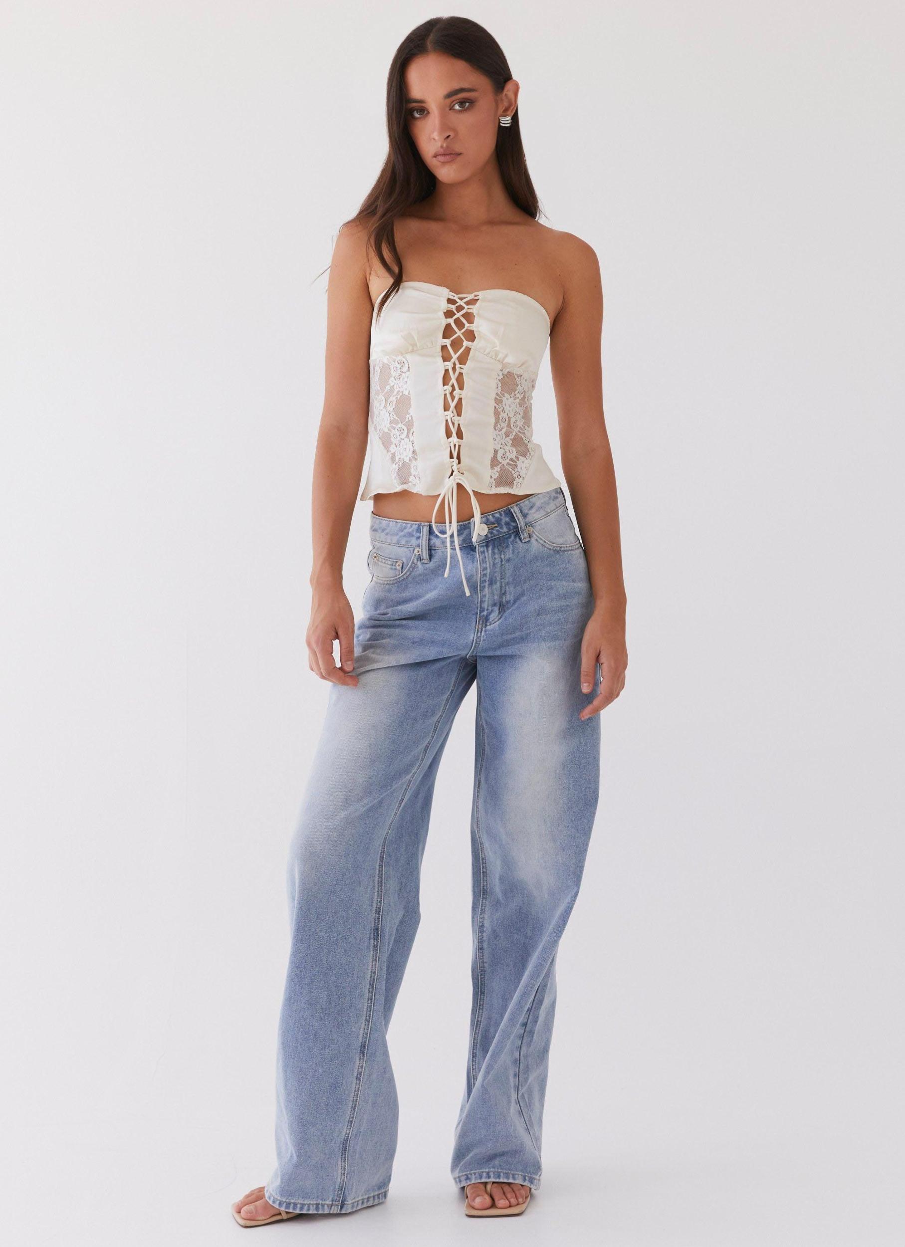 Brandi Lace Up Top - Antique Product Image