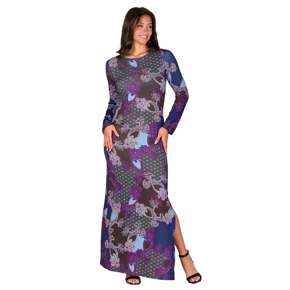 Women's 24Seven Comfort Apparel Side Slit Maxi Dress,  Product Image