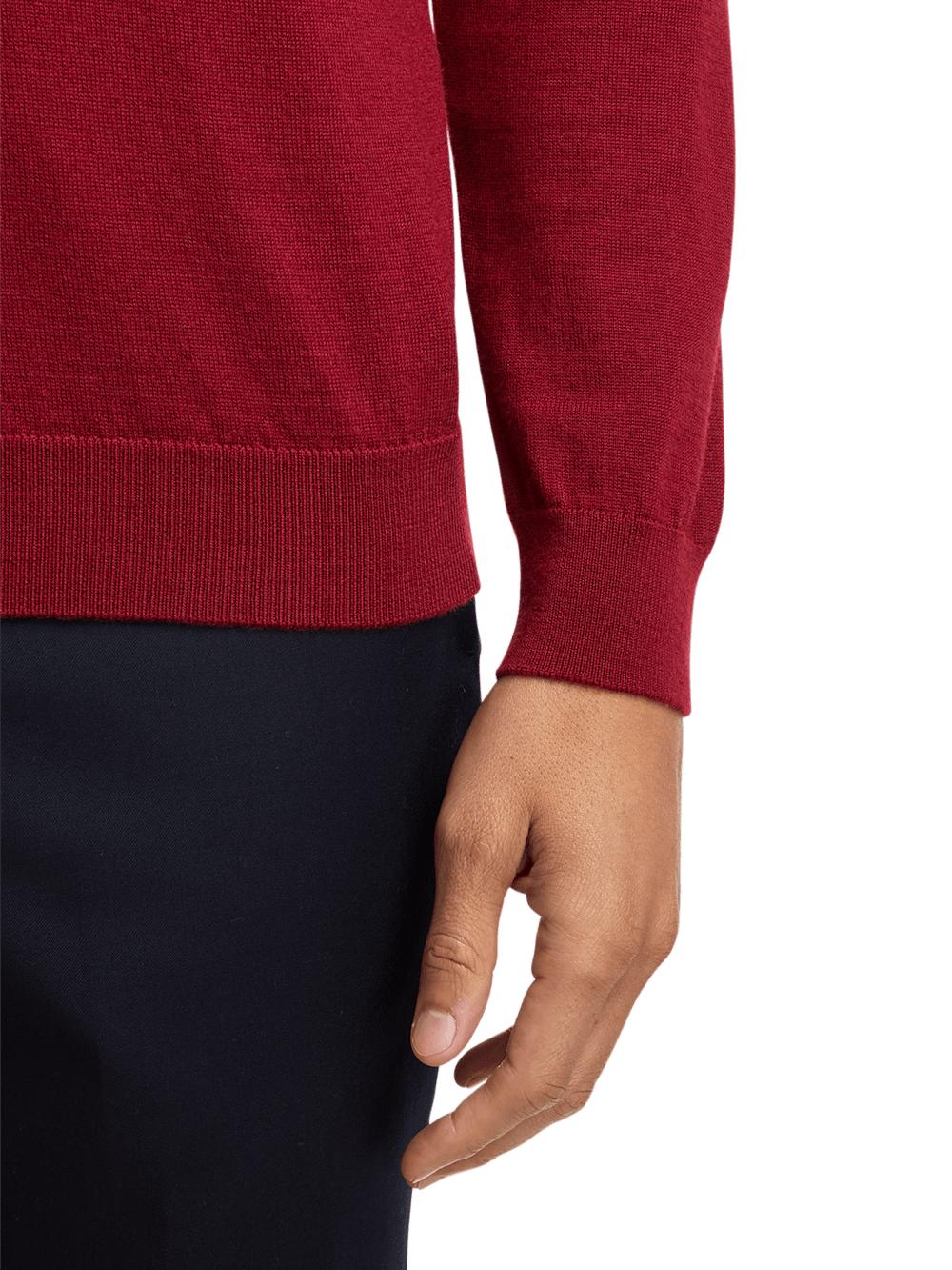Merino Wool V-neck Sweater - Wine Product Image
