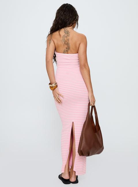 Savins Strapless Maxi Dress Pink Stripe Product Image