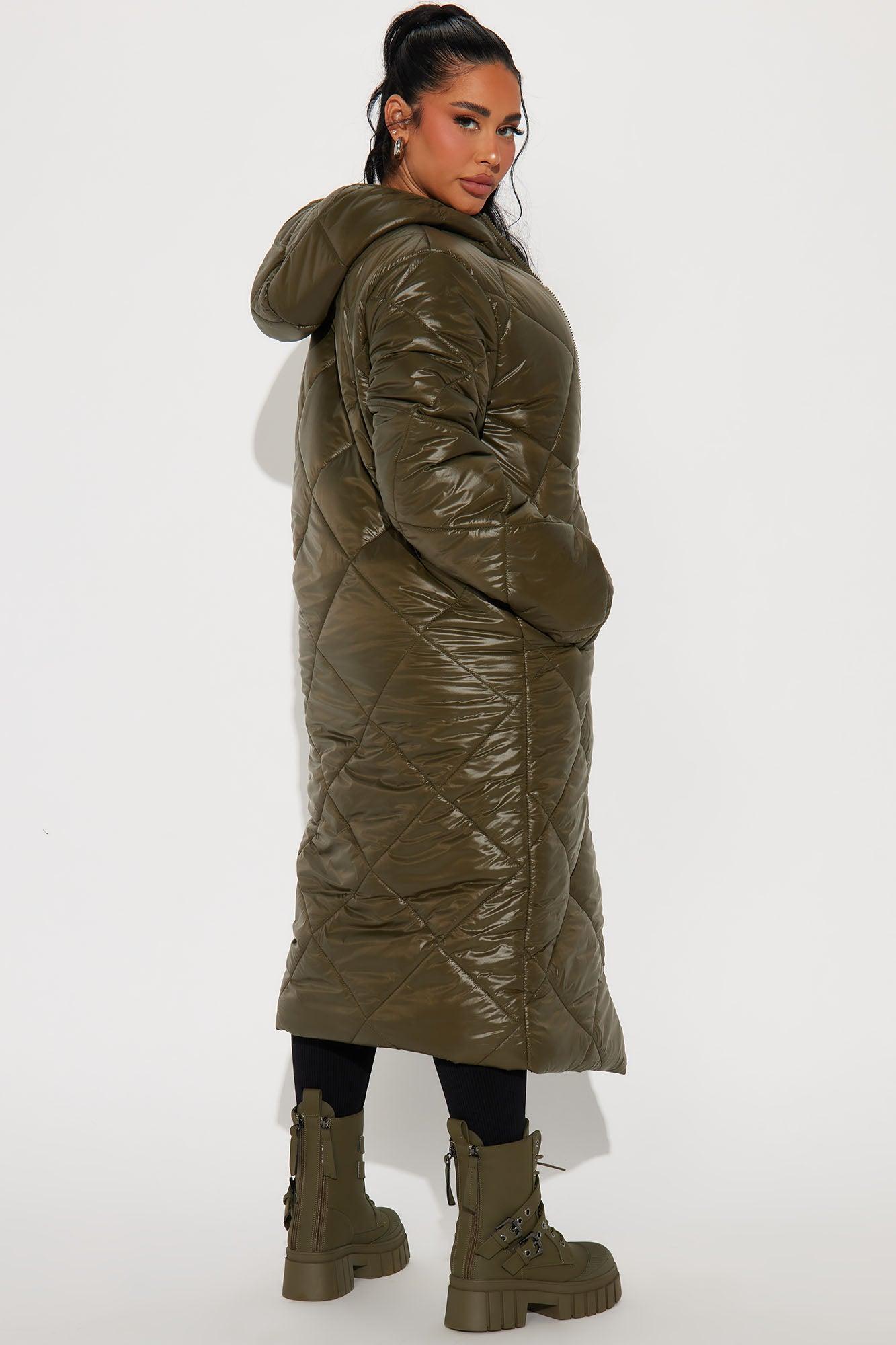 Everyday Swag Long Puffer - Olive Female Product Image