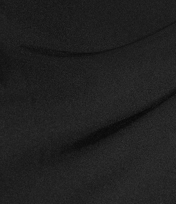 B. Darlin Cowl Neck Spaghetti Strap Rhinestone Illusion Corset Bodice Front Slit Dress Product Image