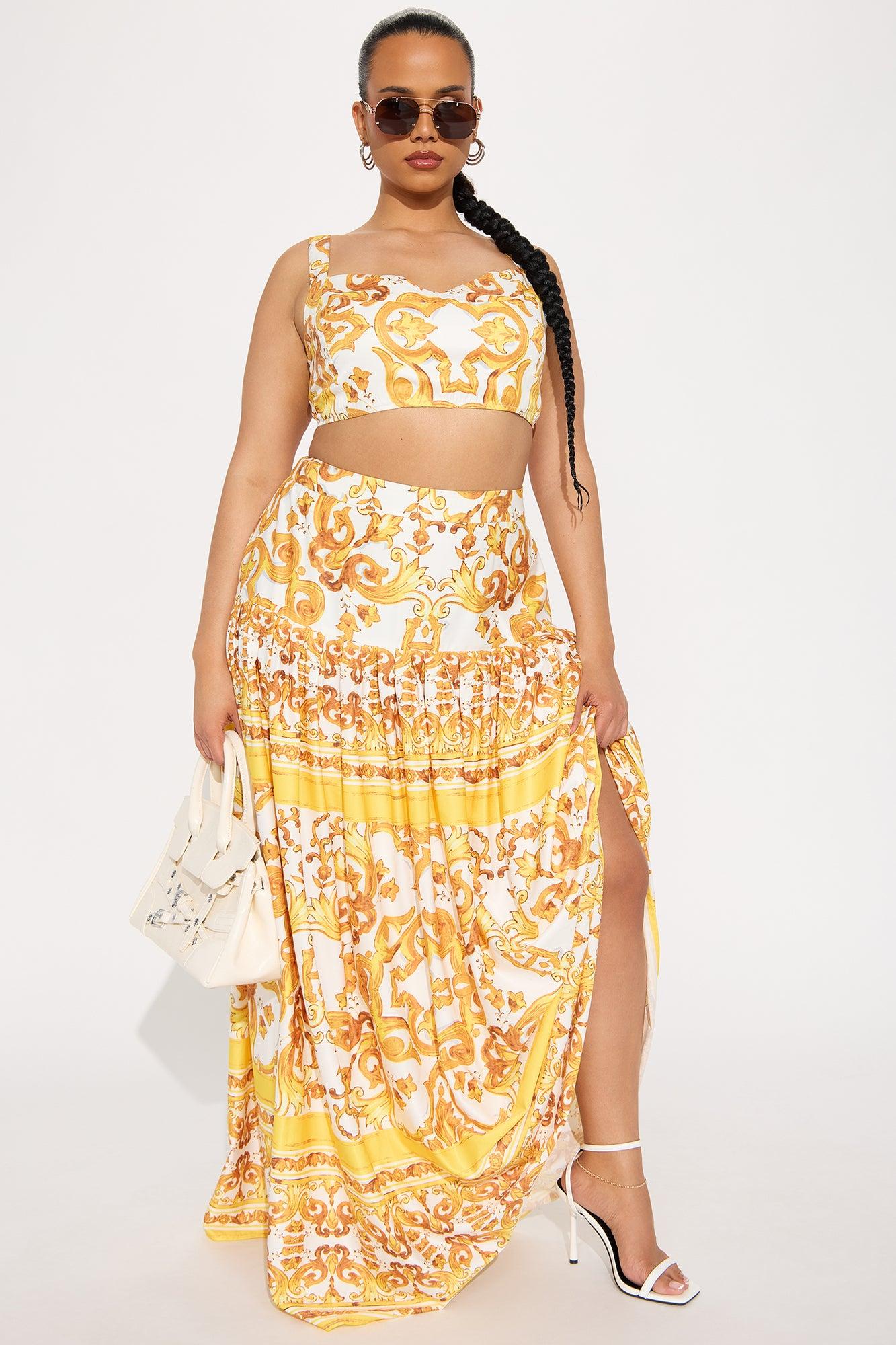 Radiant Retreat Maxi Skirt Set - Yellow Product Image