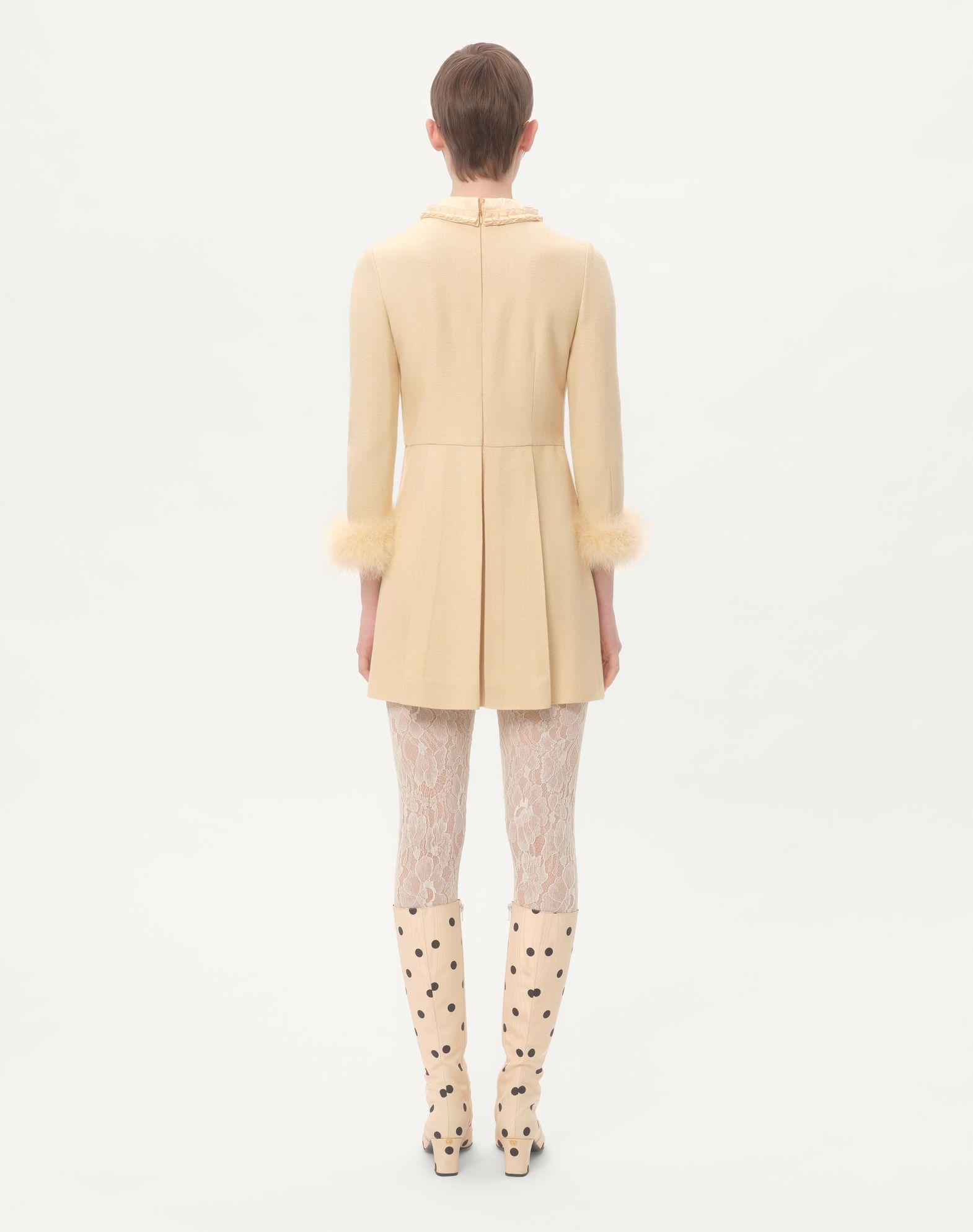 Short Dress In Rustic Silk With Feathers Product Image