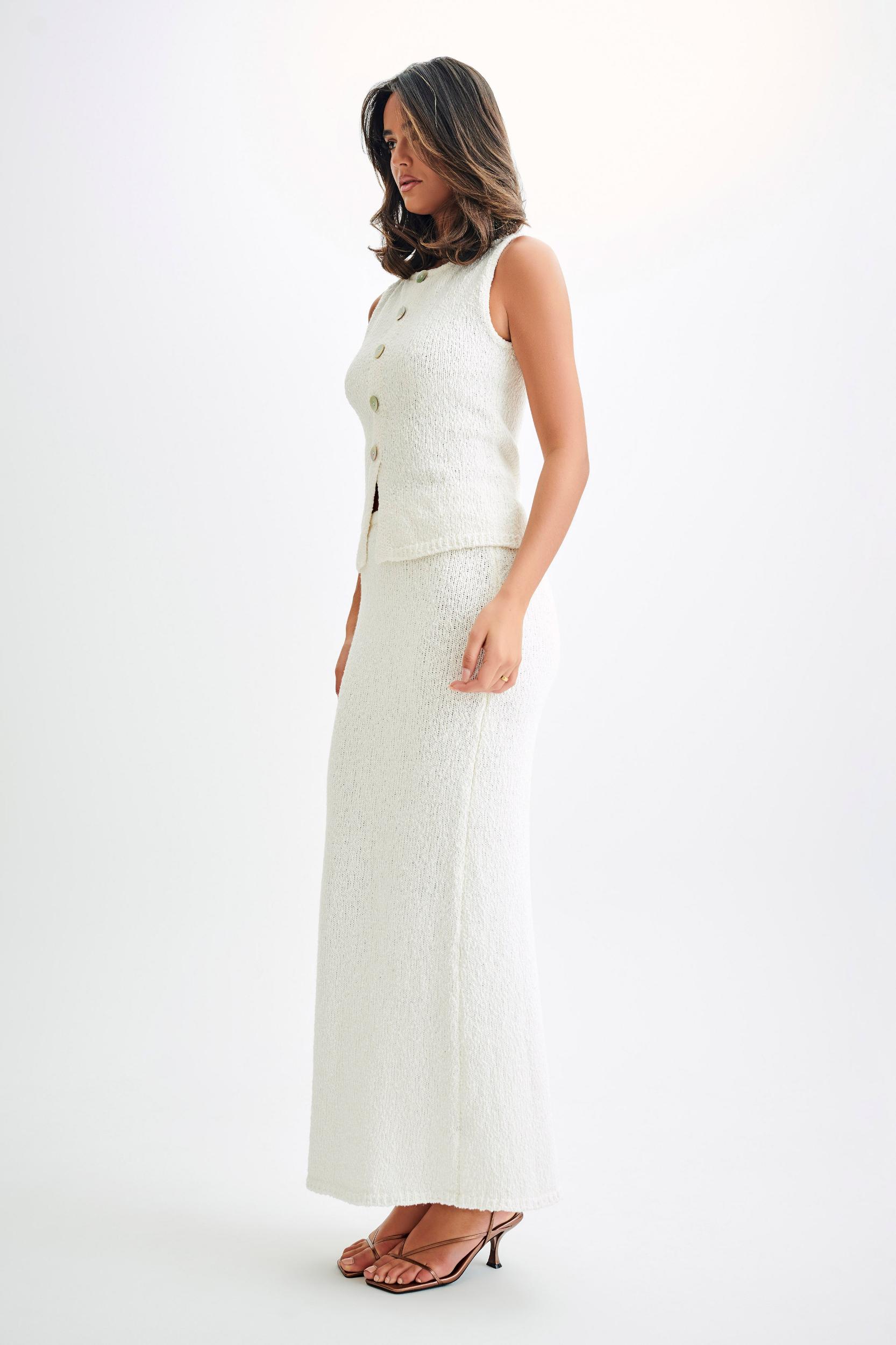 Moira Boucle Maxi Skirt - White Product Image