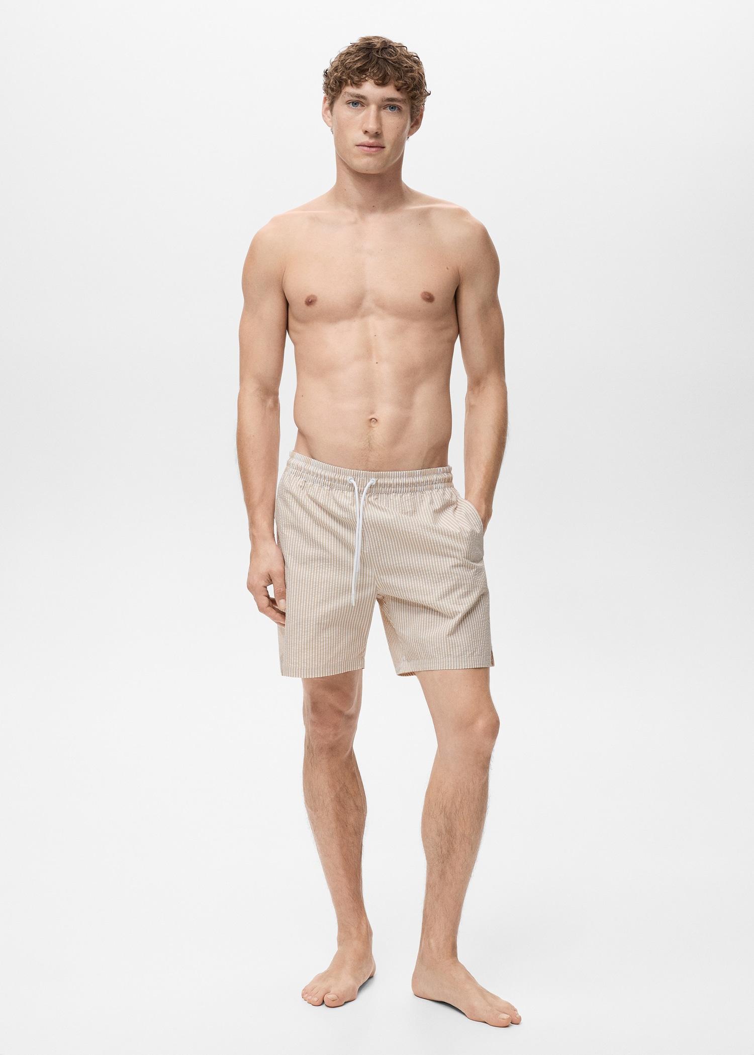 Seersucker swimming trunks - Men | MANGO USA Product Image