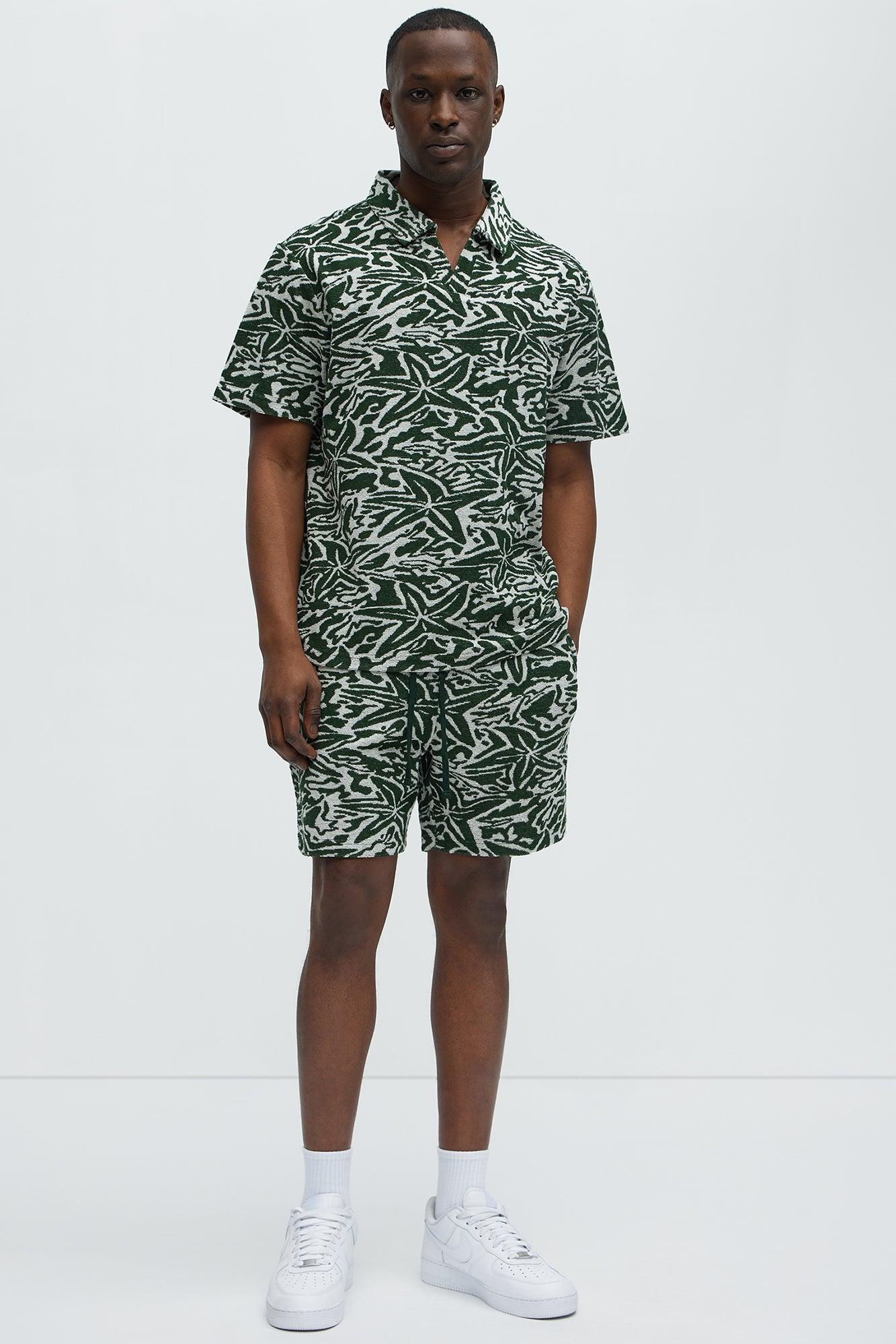 By The Sea Textured Knit Shorts - Green/combo Product Image