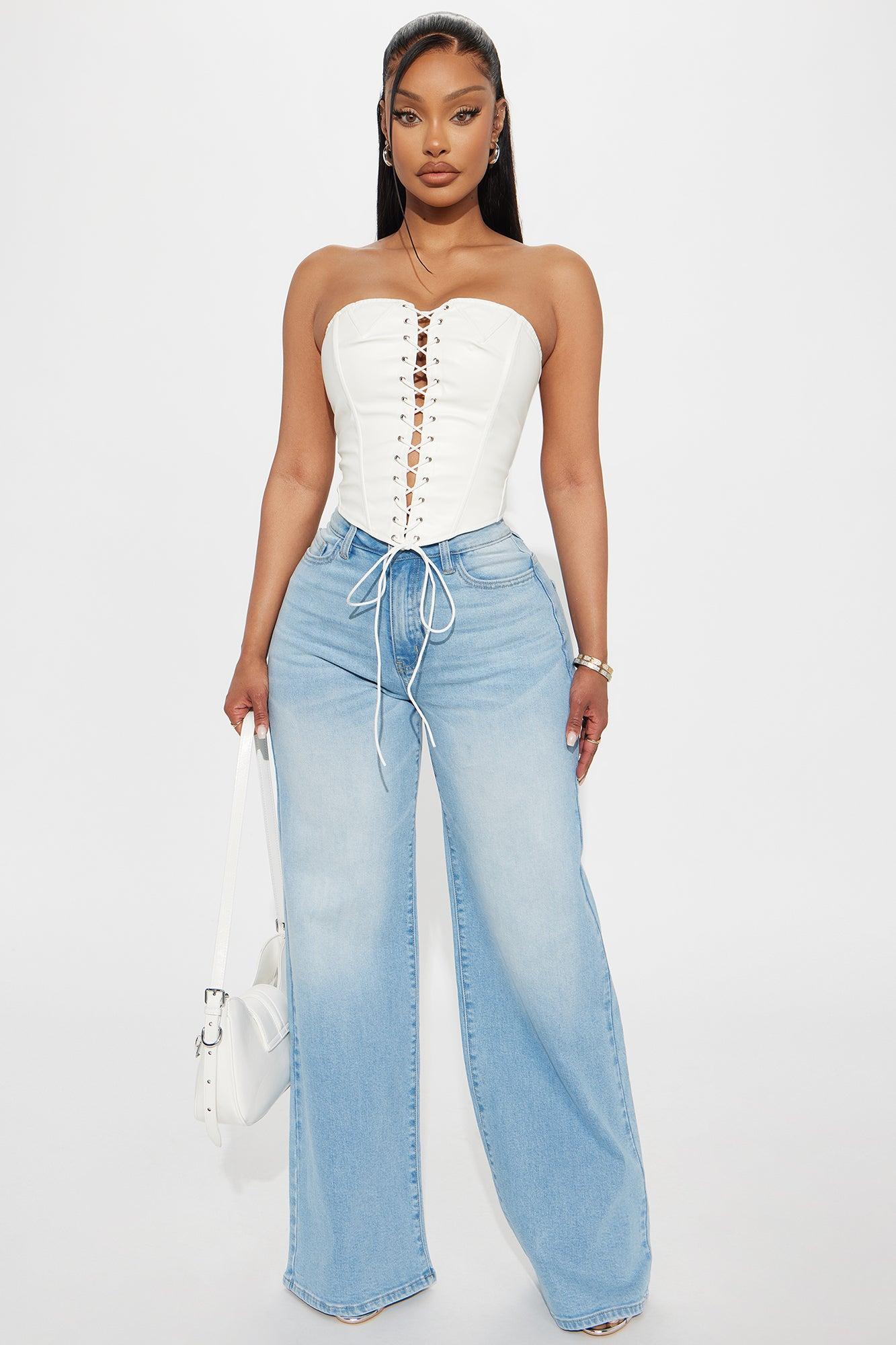 Mess With Me Faux Leather Corset - White Female Product Image