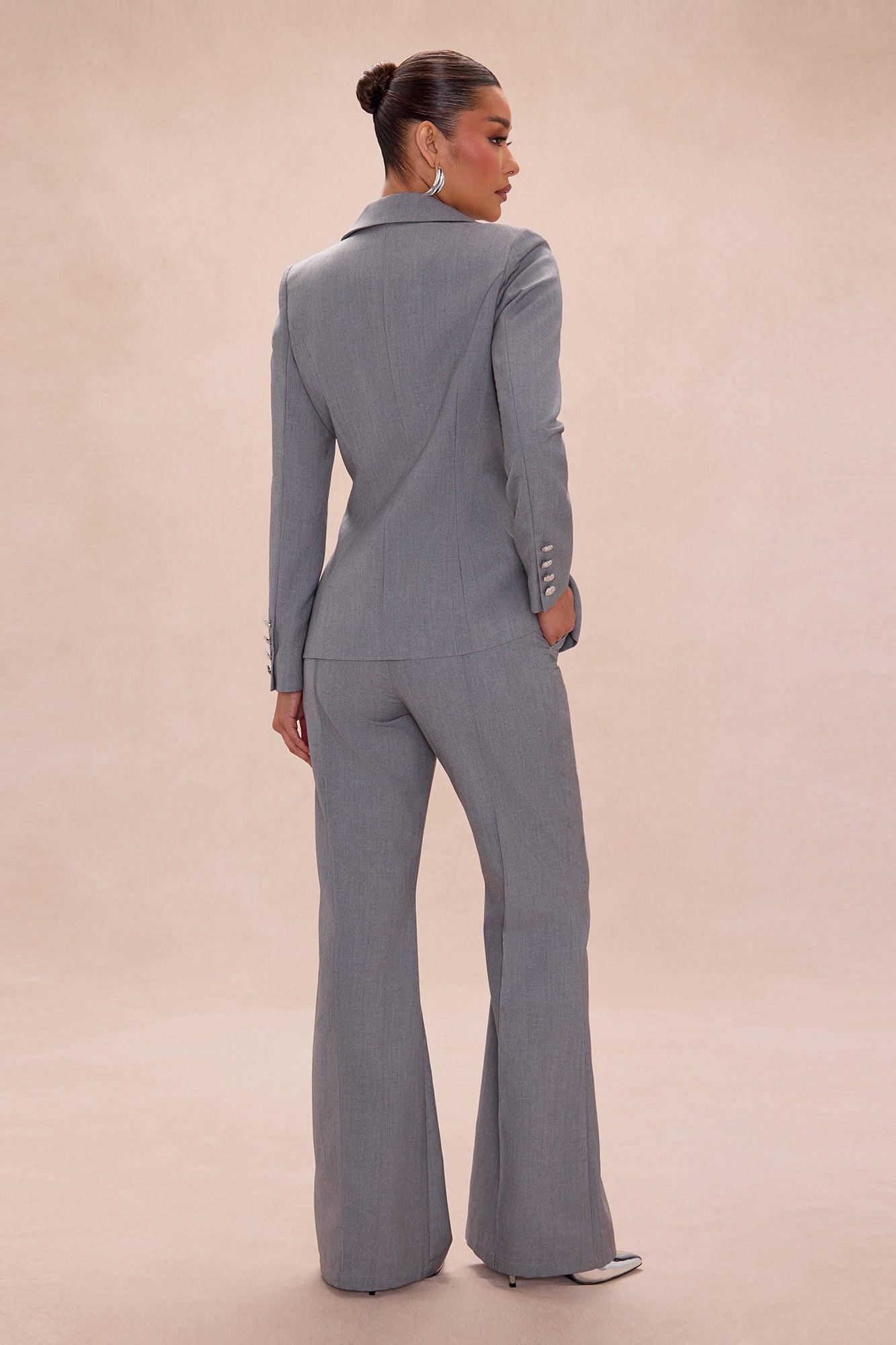 All About Business Blazer Pant Set - Grey Female Product Image