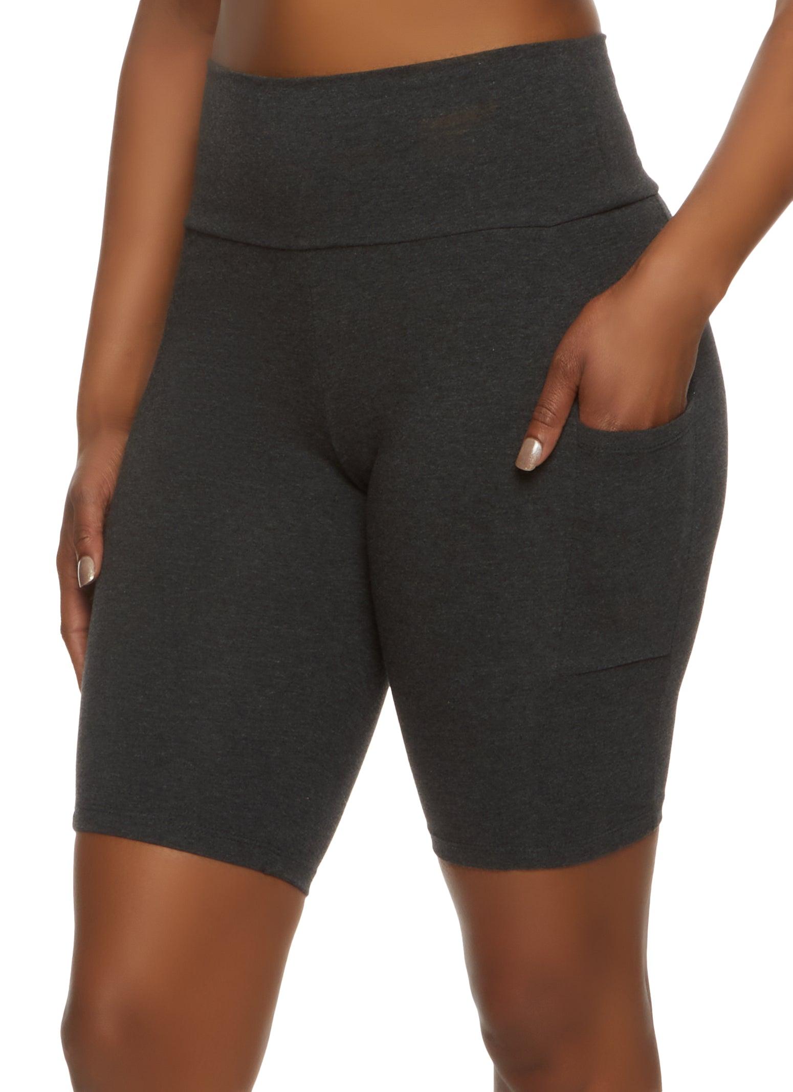 Womens High Waisted Side Pocket Biker Shorts Product Image