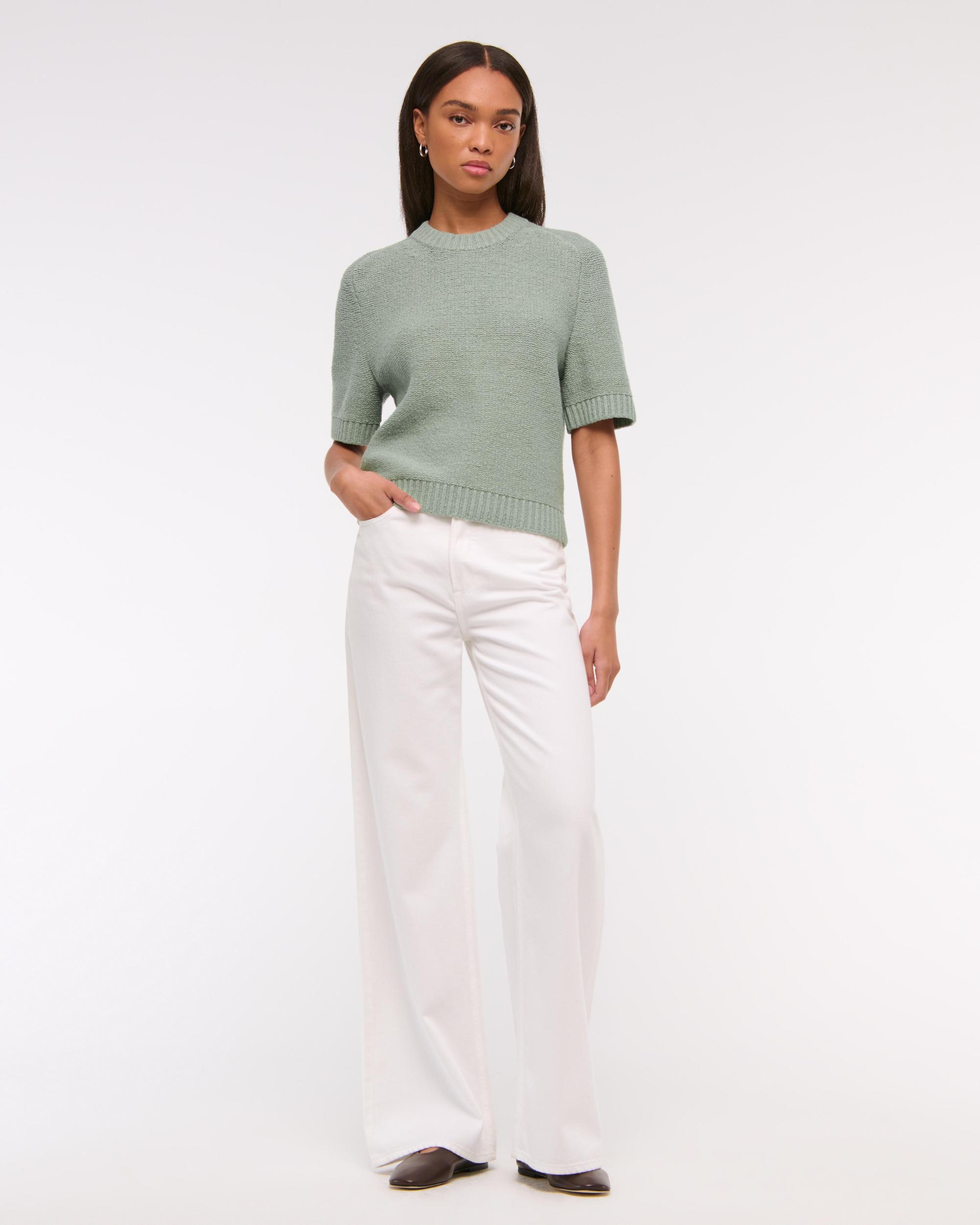 The A&F Madeline Textural Crew Sweater Tee Product Image