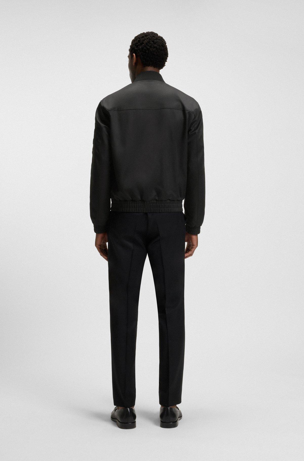 BOSS - Water-repellent jacket with Double B monogram trim  - Black Product Image