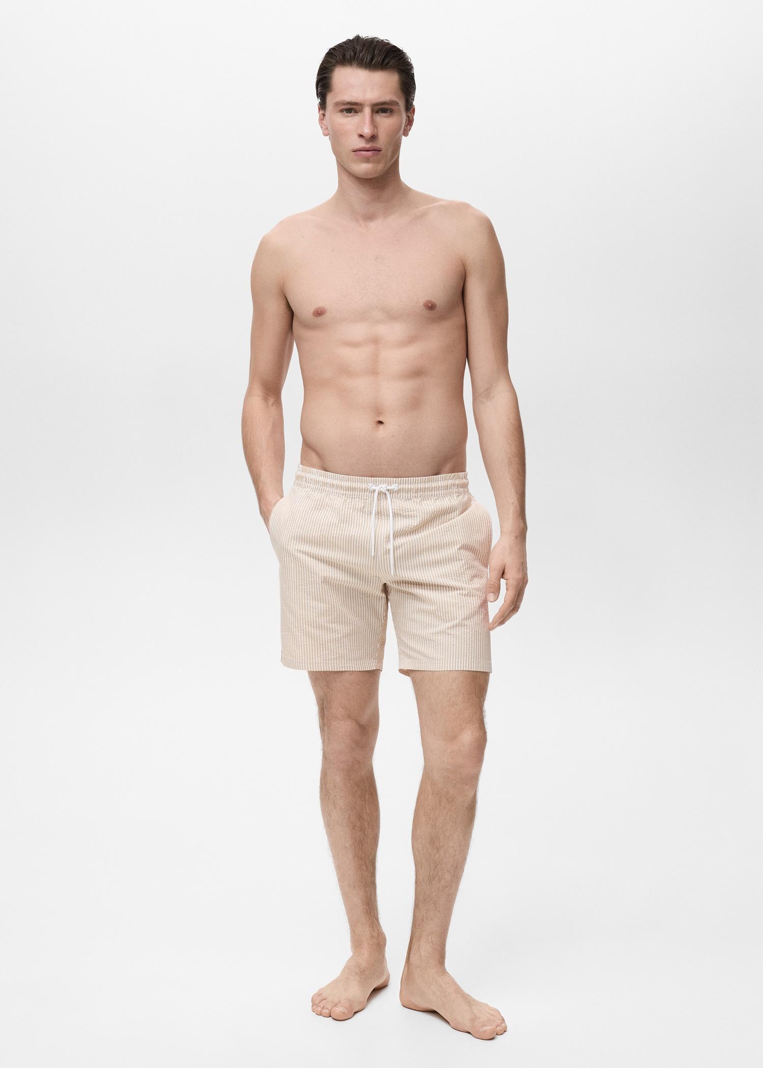 Seersucker swimming trunks - Men | MANGO USA Product Image