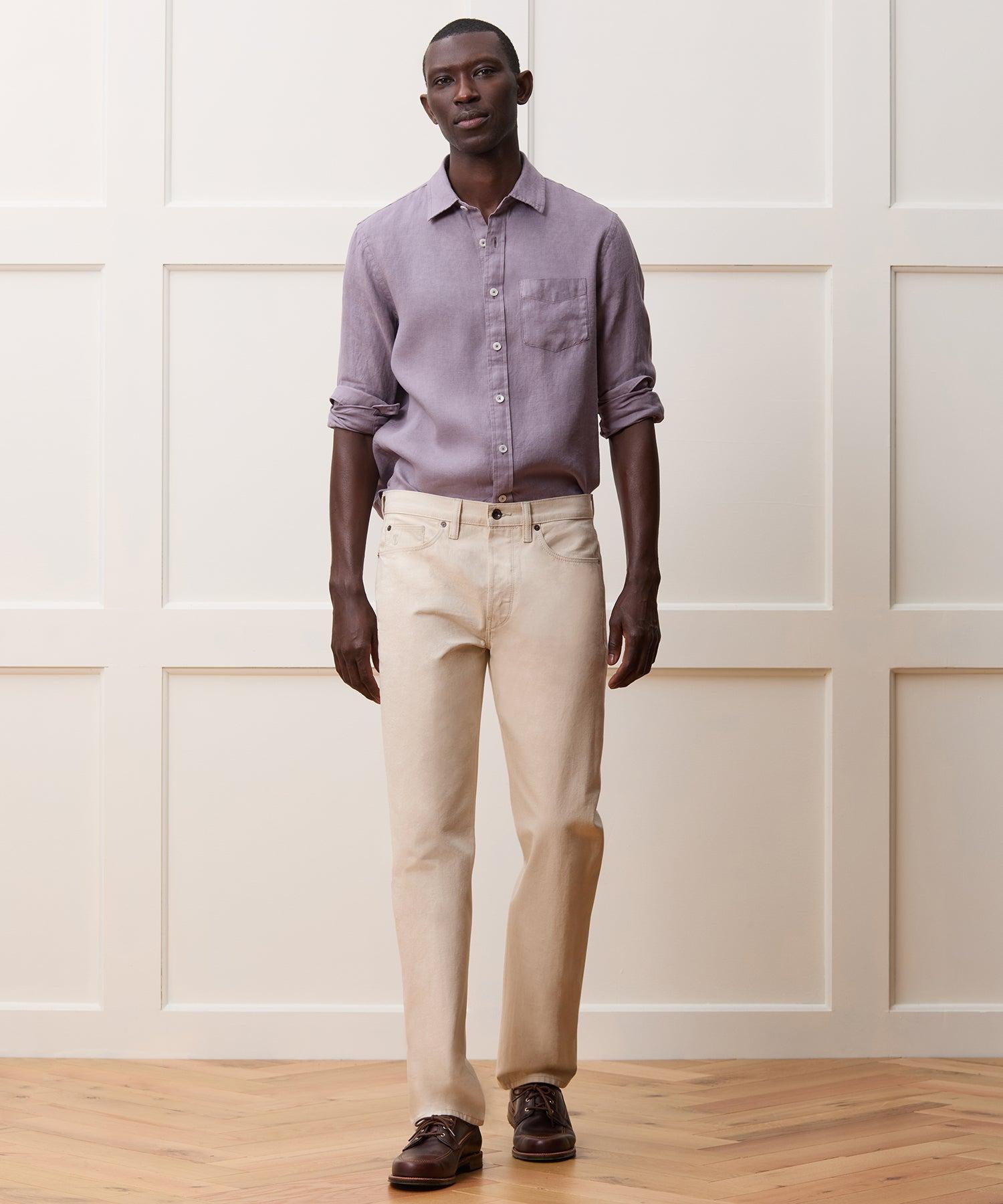 Slim Sea Soft Irish Linen Point Collar Shirt Product Image