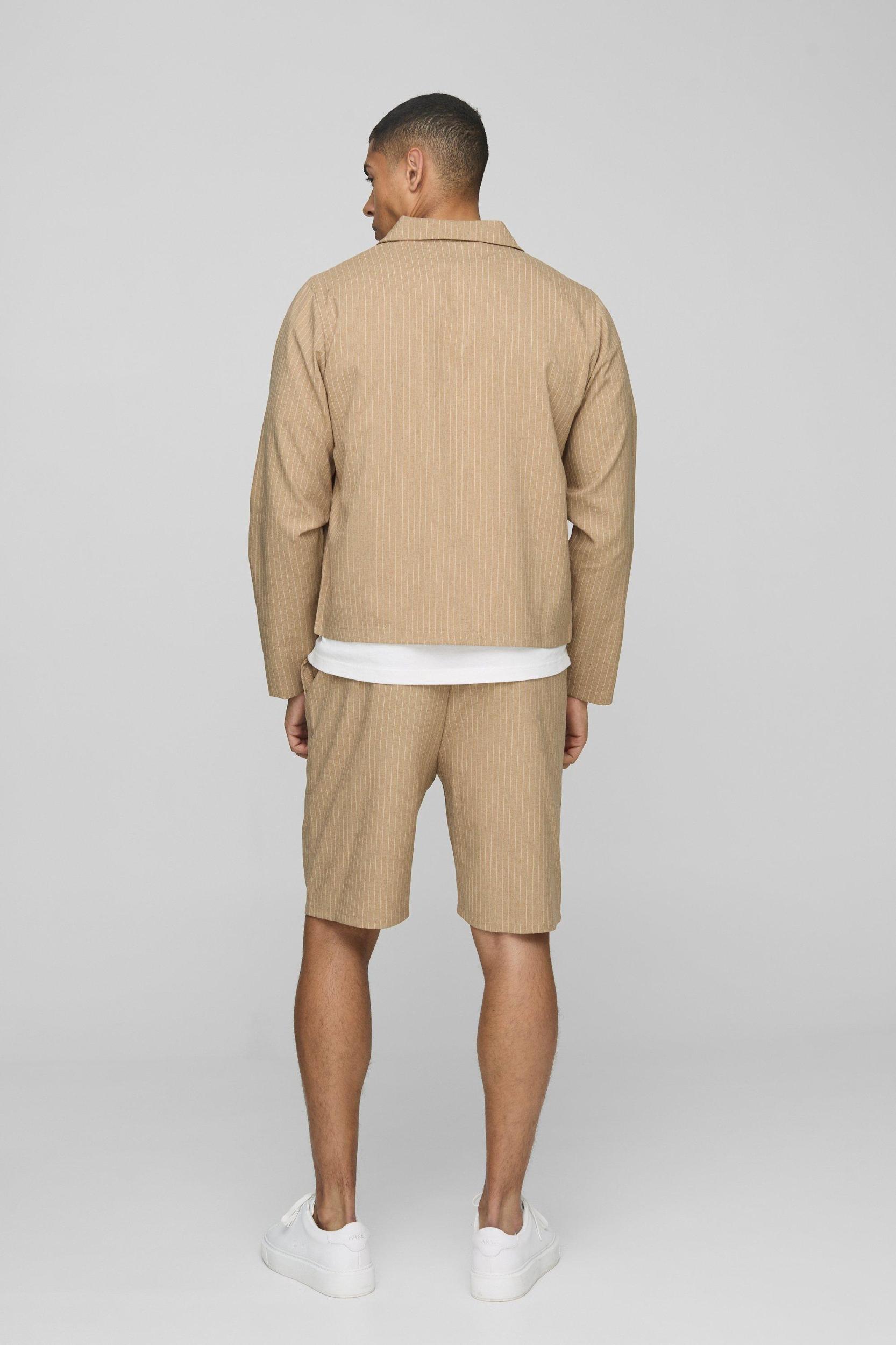 Regular Fit Stripe Harrington Jacket | boohooMAN USA Product Image