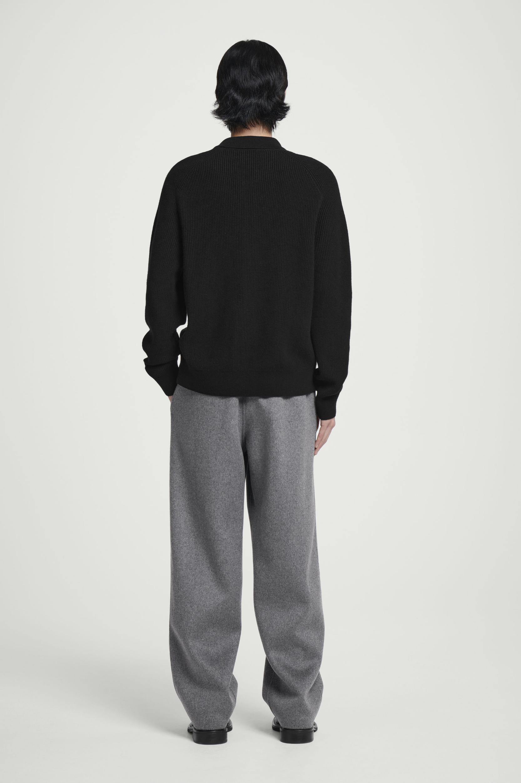 COLLARED RIBBED WOOL-CASHMERE CARDIGAN Product Image