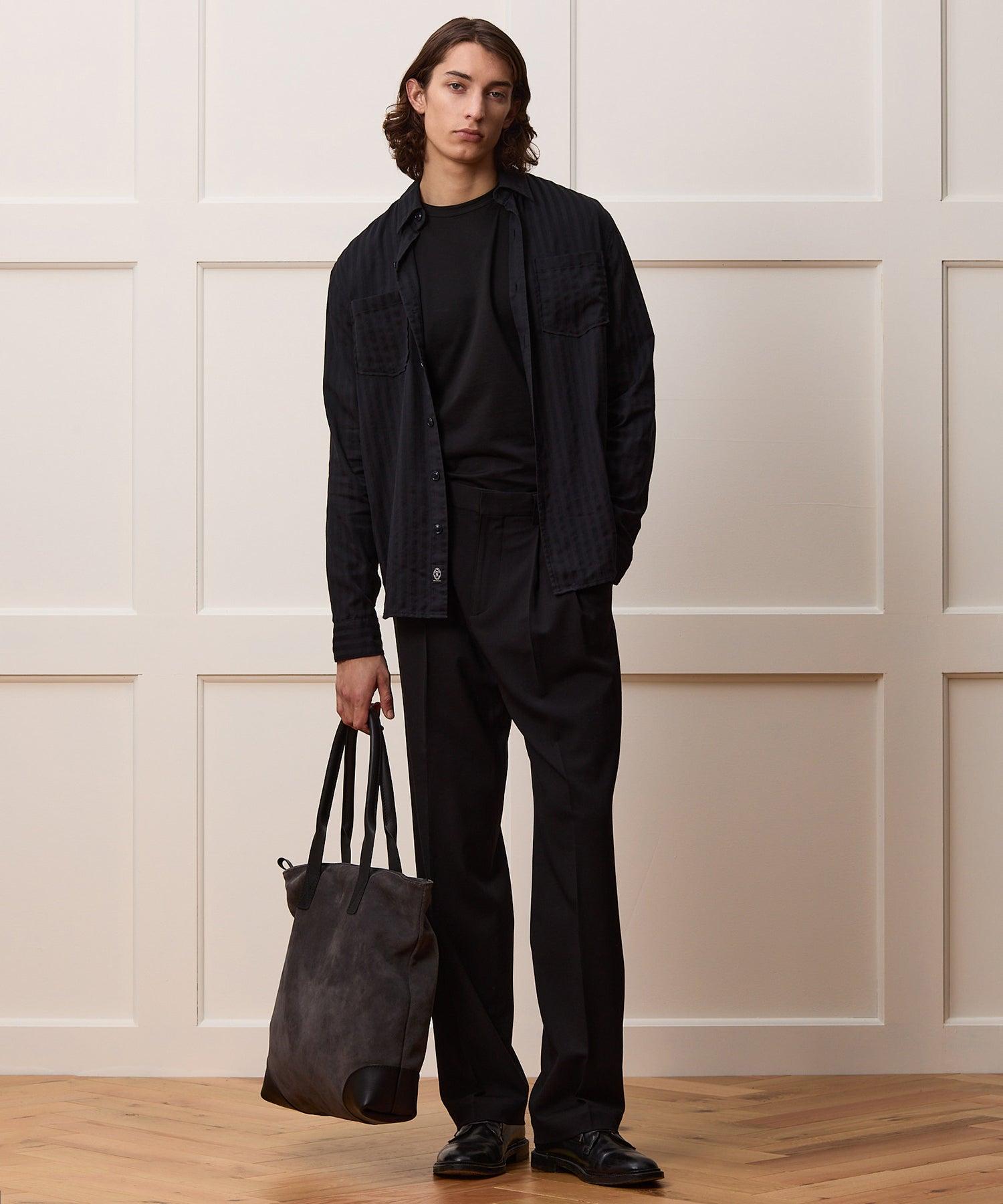 Cotton Jacquard Point Collar Shirt Product Image