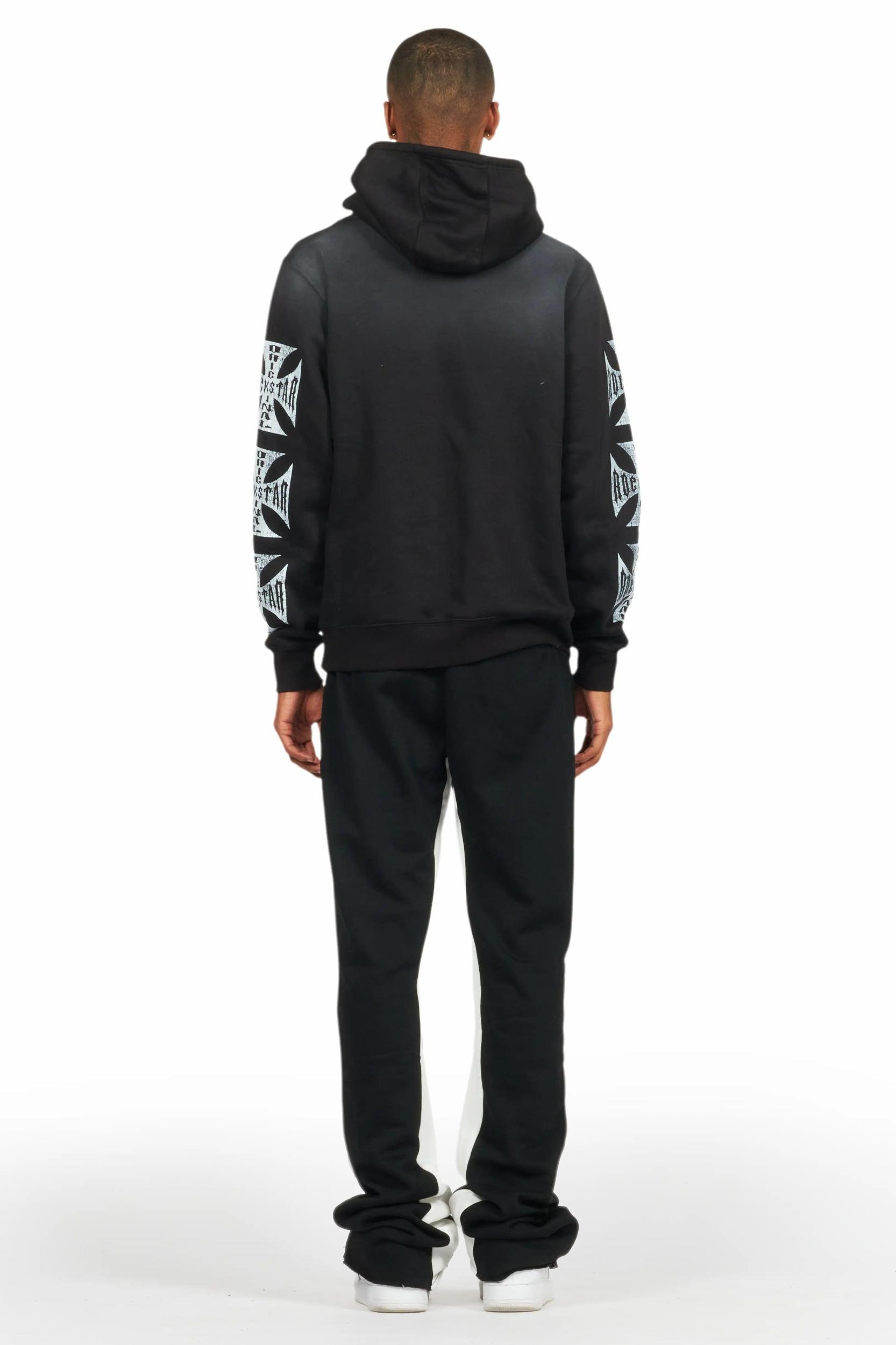 Uko Jet Black Stacked Baggy Track Pant Male Product Image