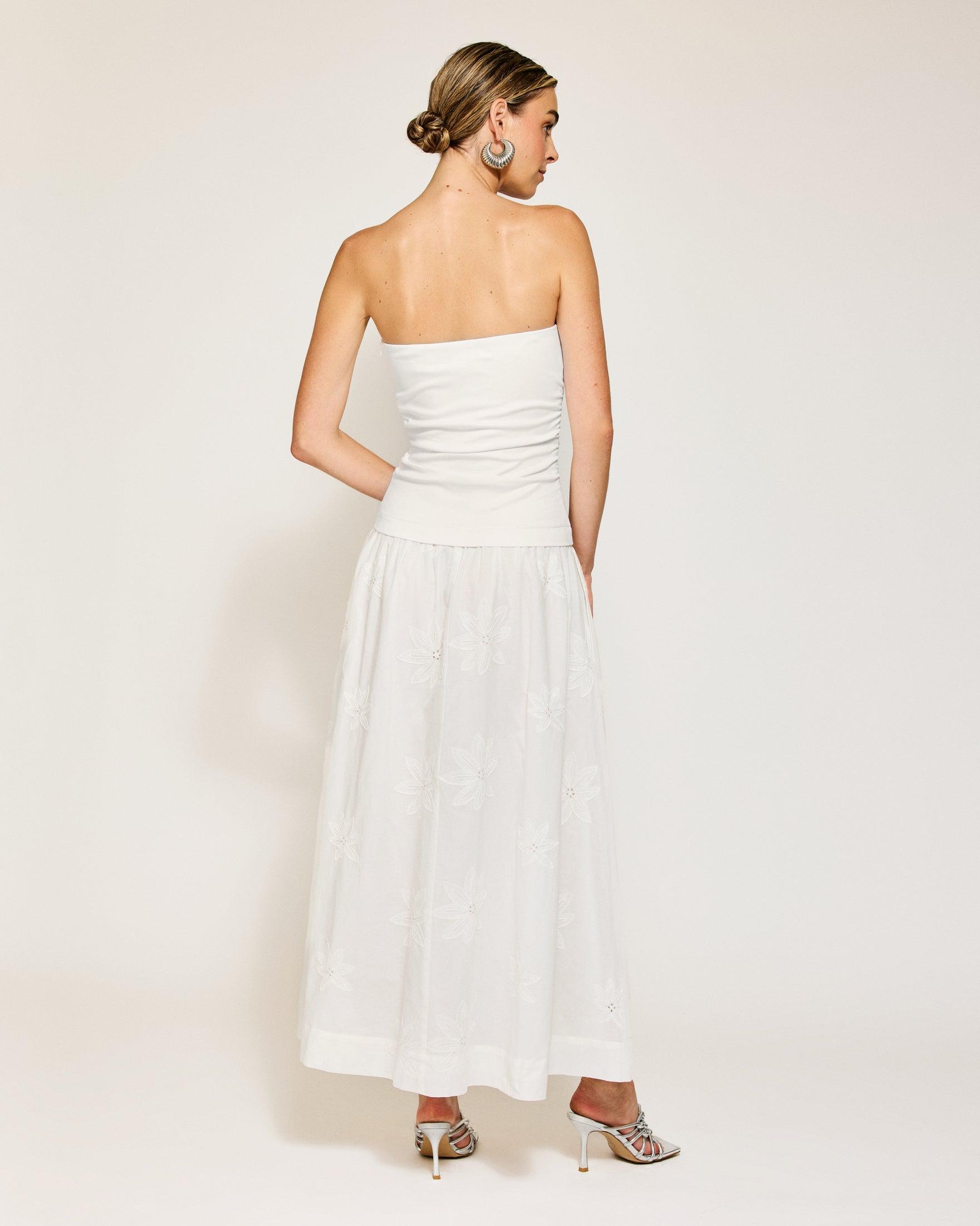 Line & Dot | Emberly Mix- Media Dress | White Product Image