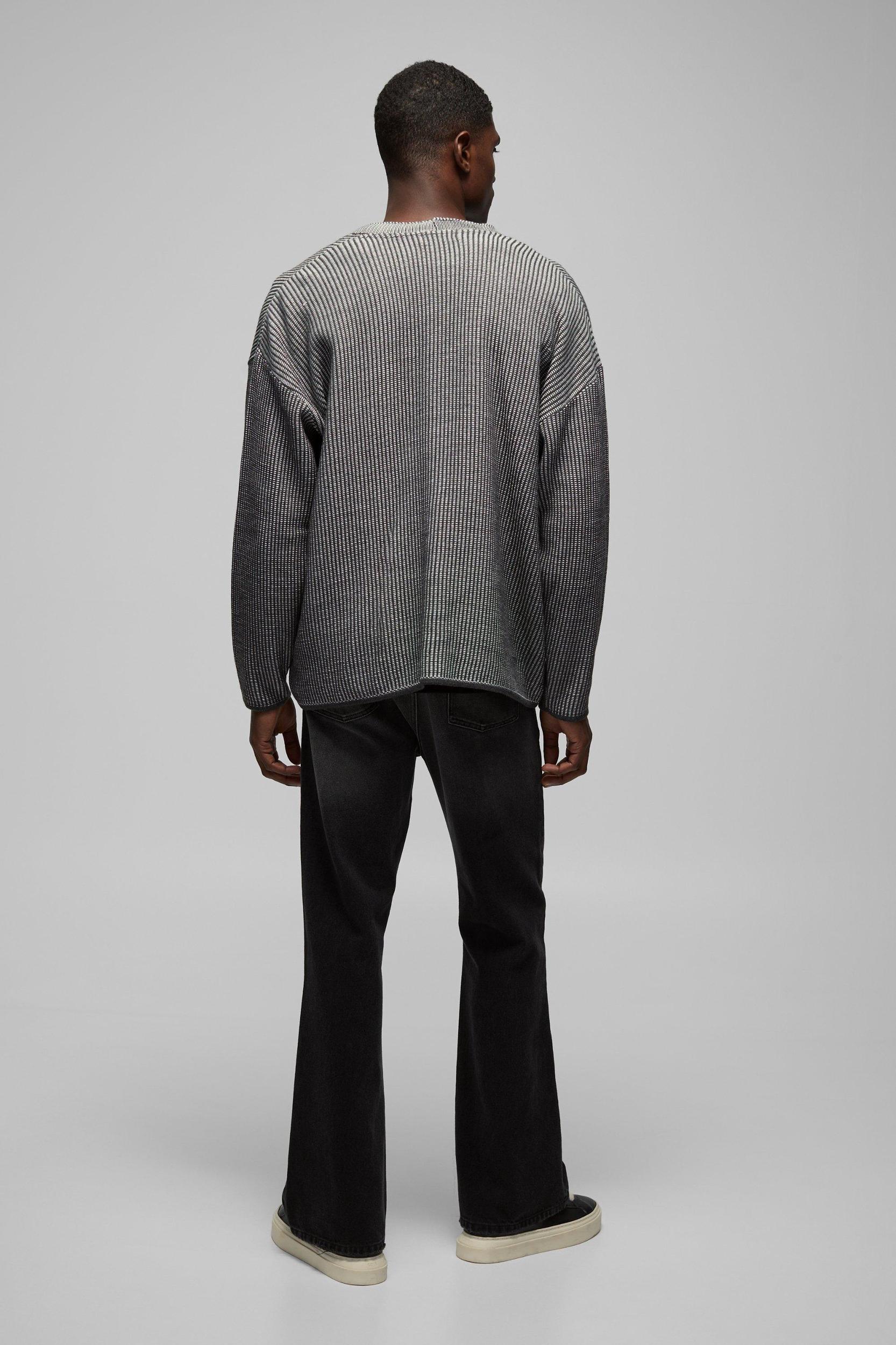 Oversized Boxy Dropped Shoulder Ribbed Contrast Knitted Cardigan | boohooMAN USA Product Image