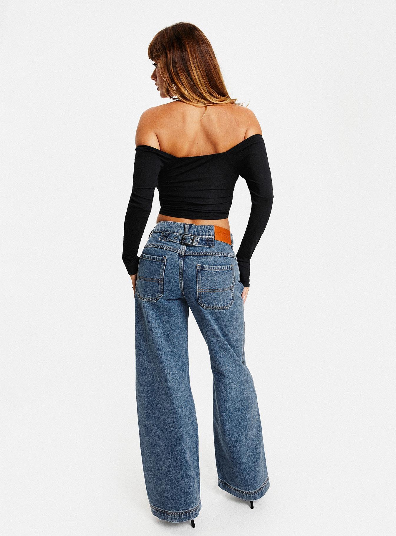 Jankins Low Rise Straight Leg Jeans Mid Wash Product Image