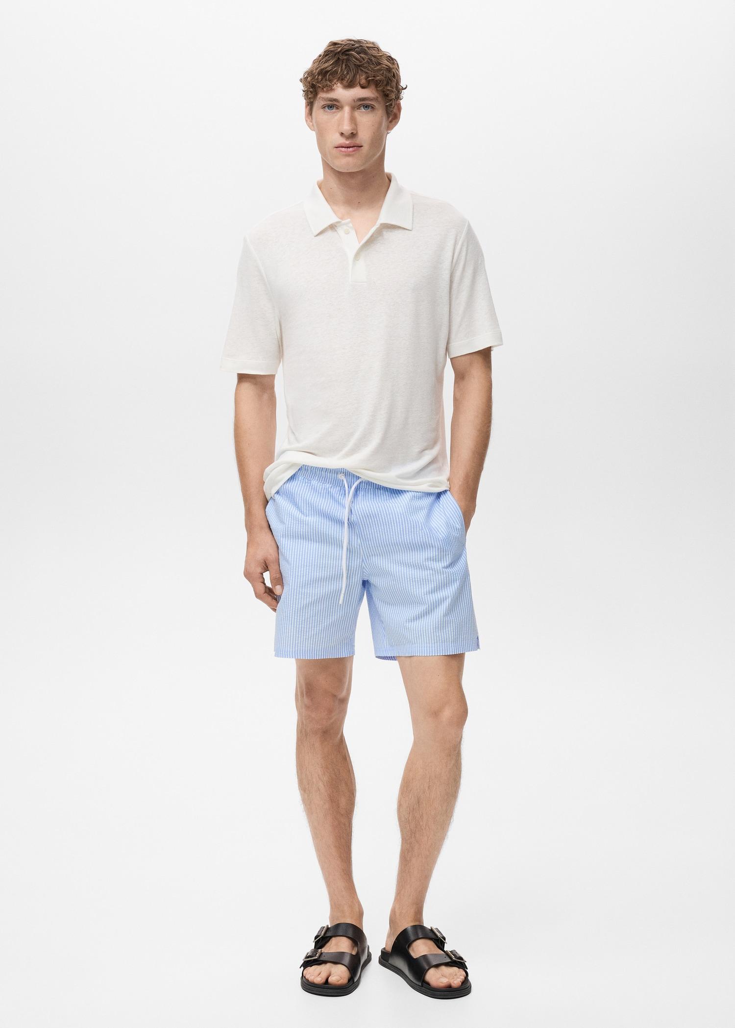 Seersucker swimming trunks - Men | MANGO USA Product Image