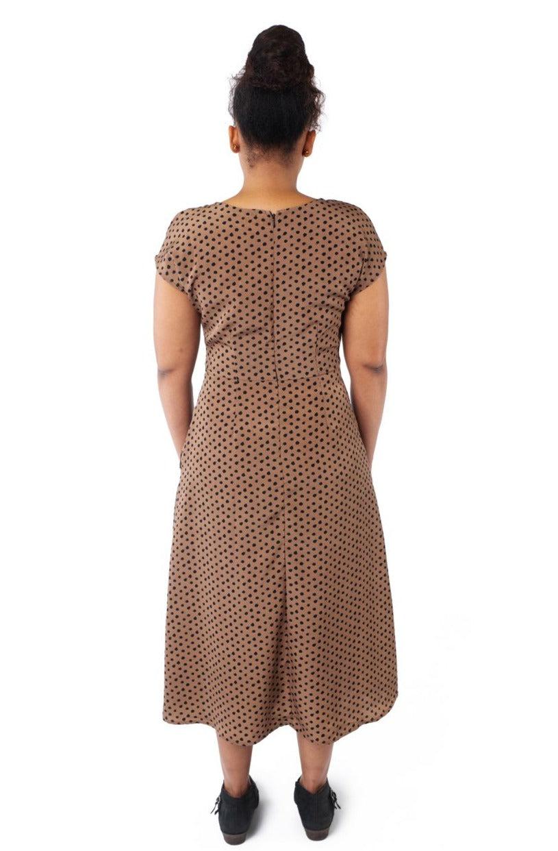 Tatiana Dress in Mocha Dot Product Image