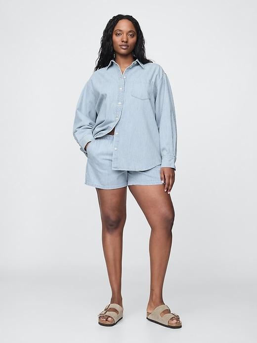 Mid Rise Easy Denim Boxer Shorts Product Image