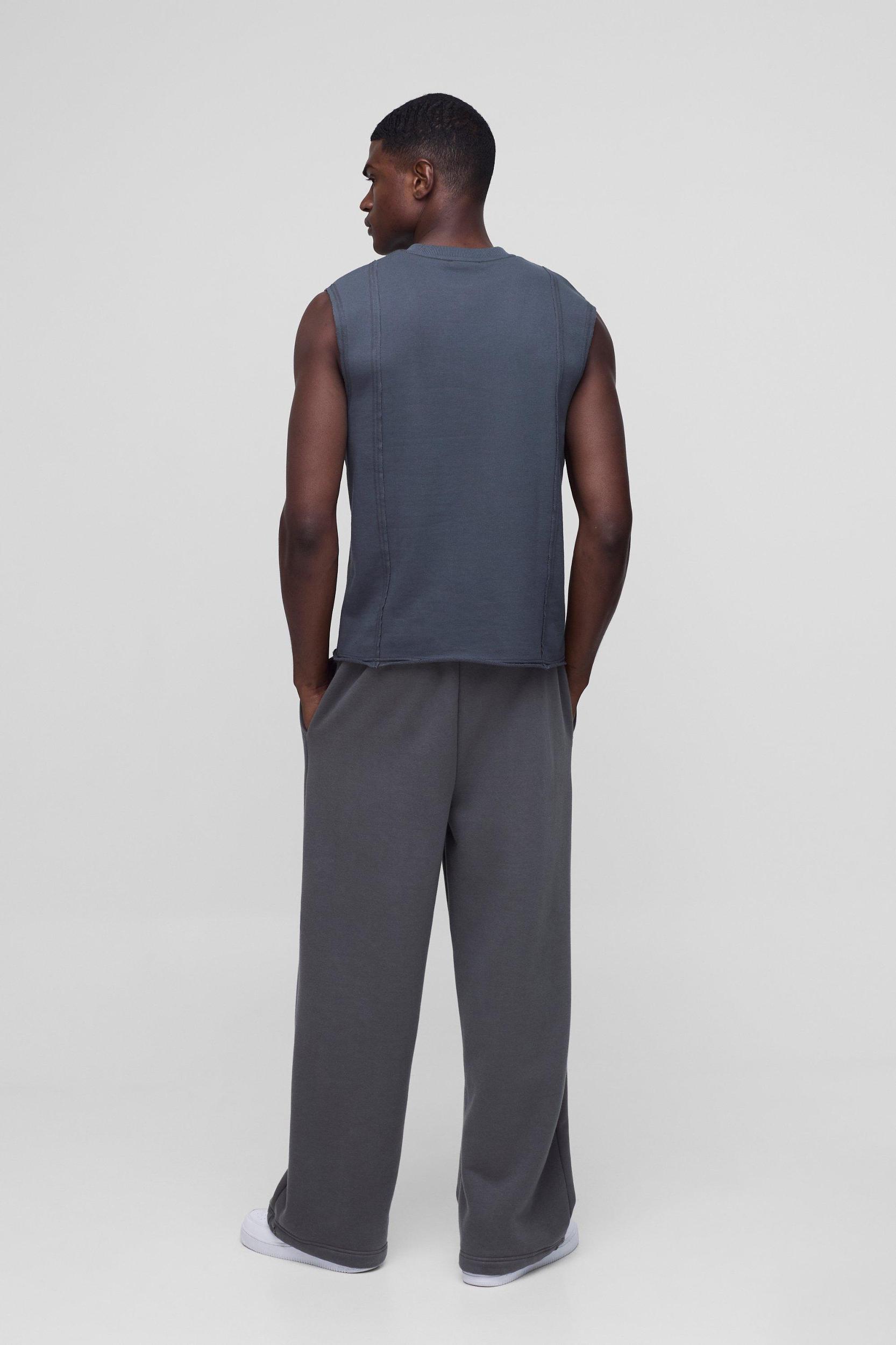 Boxy Seam Panel Heavyweight Tank | boohooMAN USA Product Image