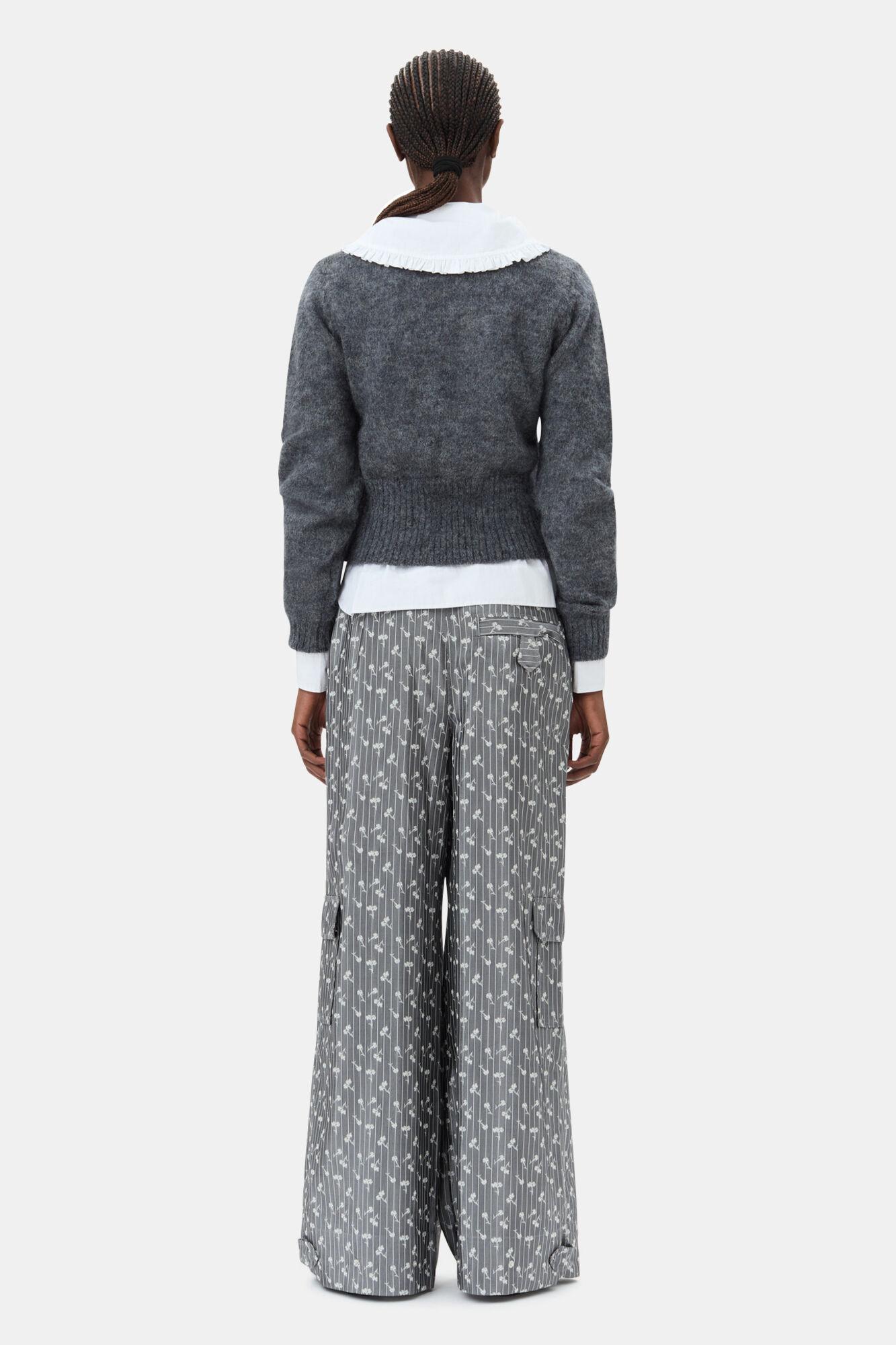 Grey Light Mohair Tie String Cardigan Product Image