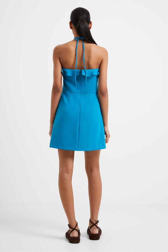 Whisper Ruth Ruffle Halter Neck Dress- Mosaic Blue Product Image