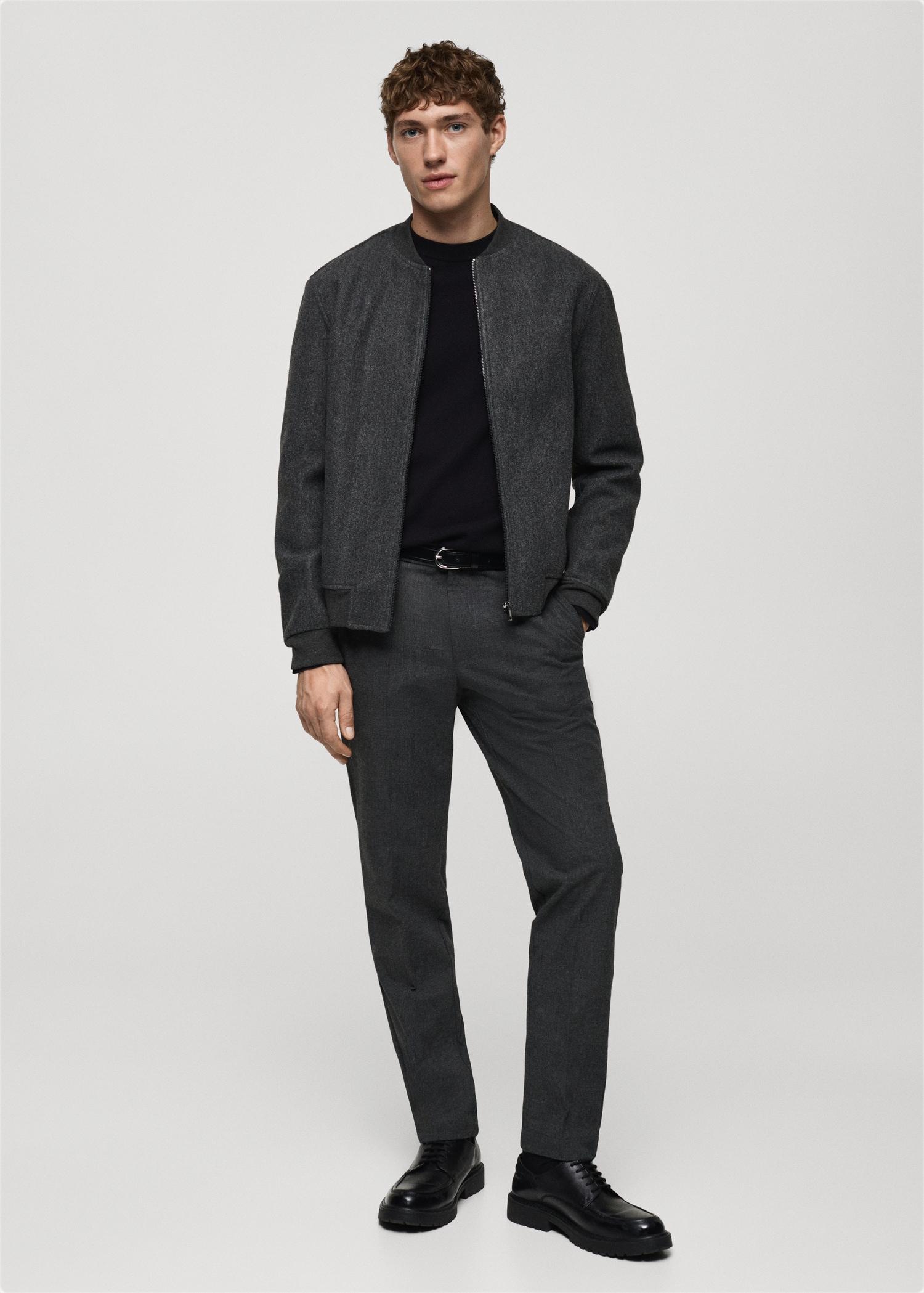 Regular-fit flannel bomber jacket - Men | MANGO USA Product Image