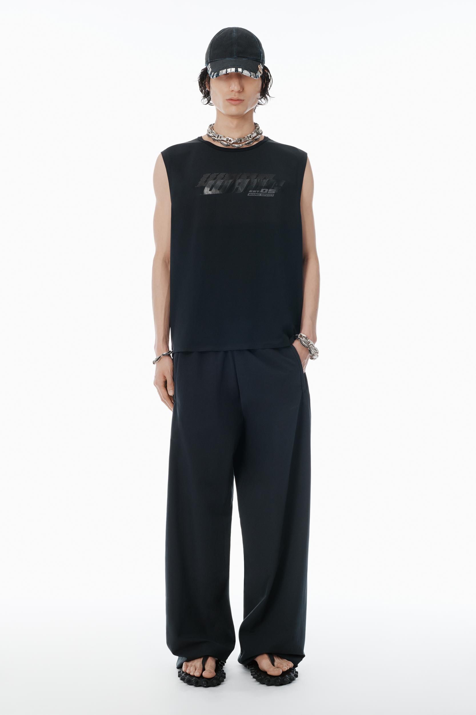 Black Laser-cut Logo Muscle Shirt  Product Image