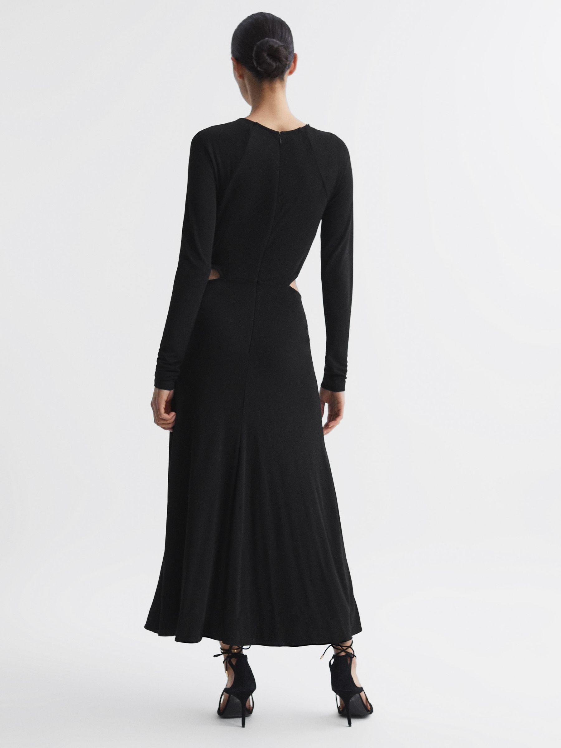 Twist Cut-Out Midi Dress in Black Product Image