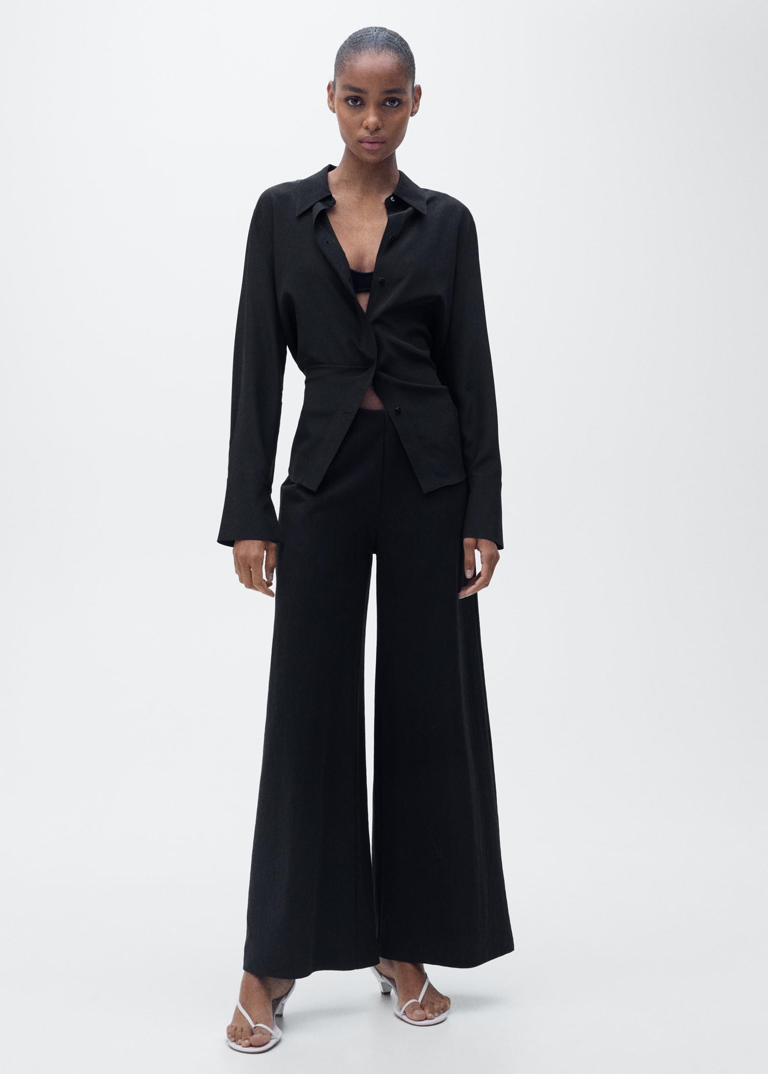 Cropped palazzo pants - Women | MANGO USA Product Image