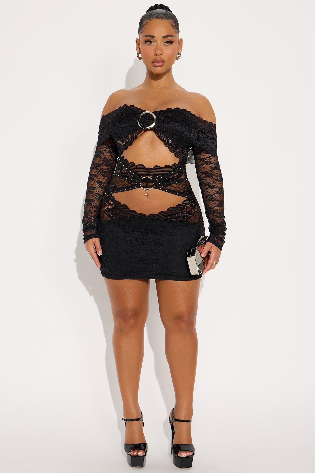 Hadley Cut Out Lace Mini Dress - Black Female Product Image