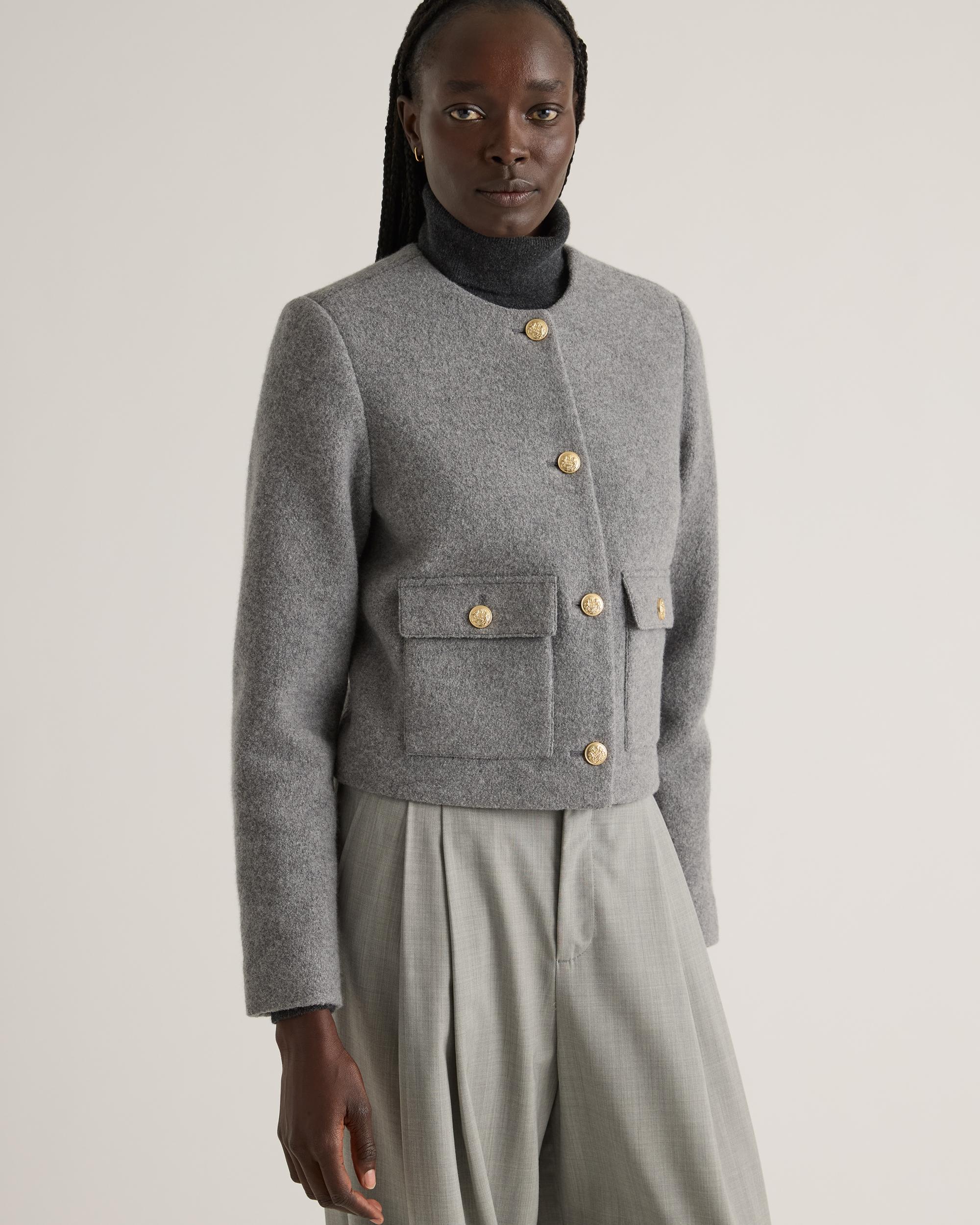 Quince | Women's 100% Merino Wool Collarless Cropped Jacket Product Image
