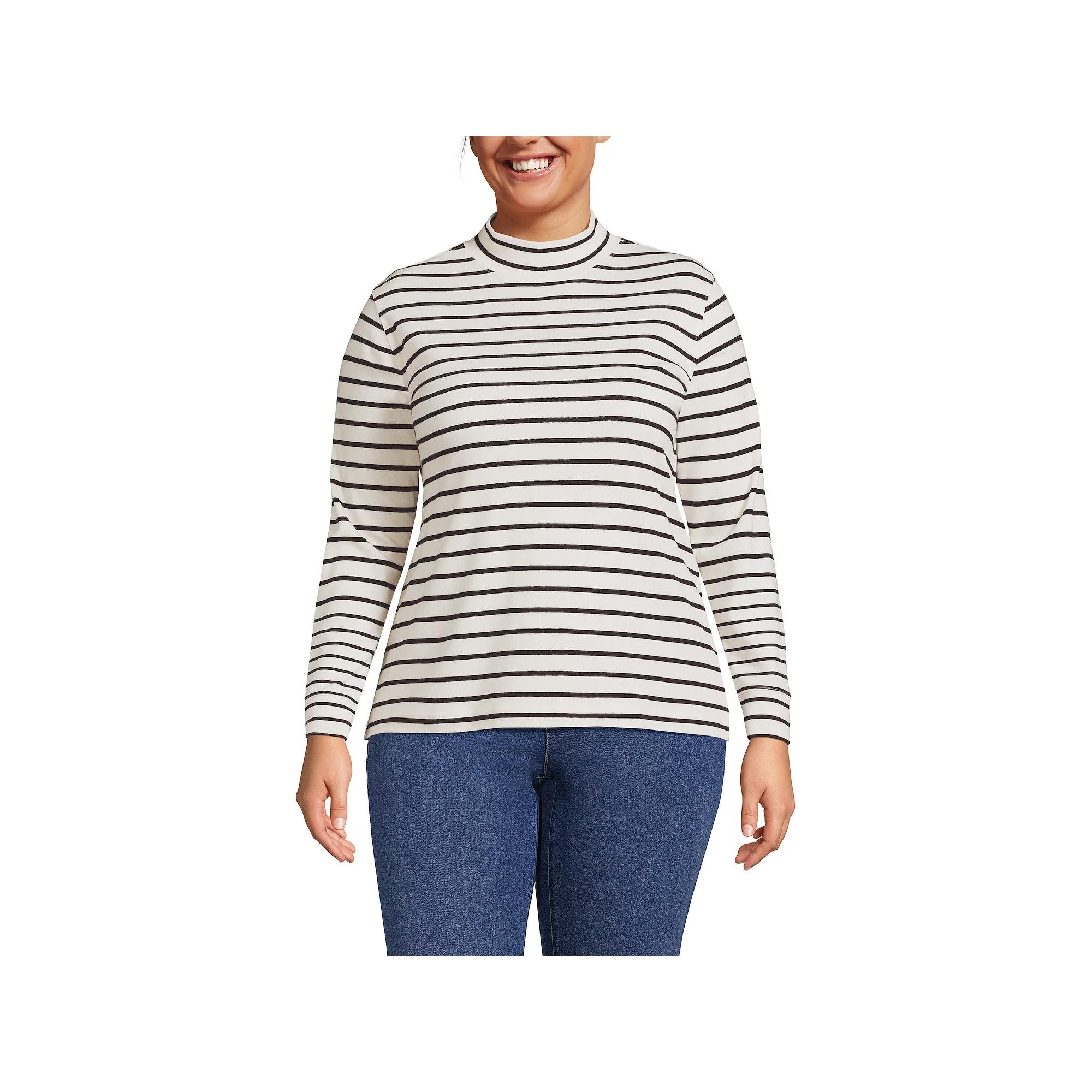 Plus Size Lands End Relaxed Mockneck Top, Womens Product Image