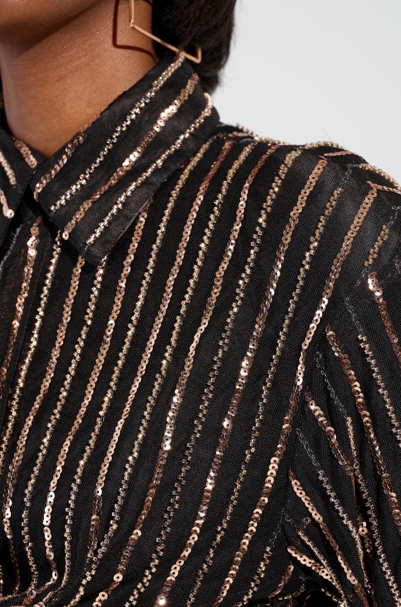 FLASHING LIGHTS BUTTON DOWN BLOUSE Product Image