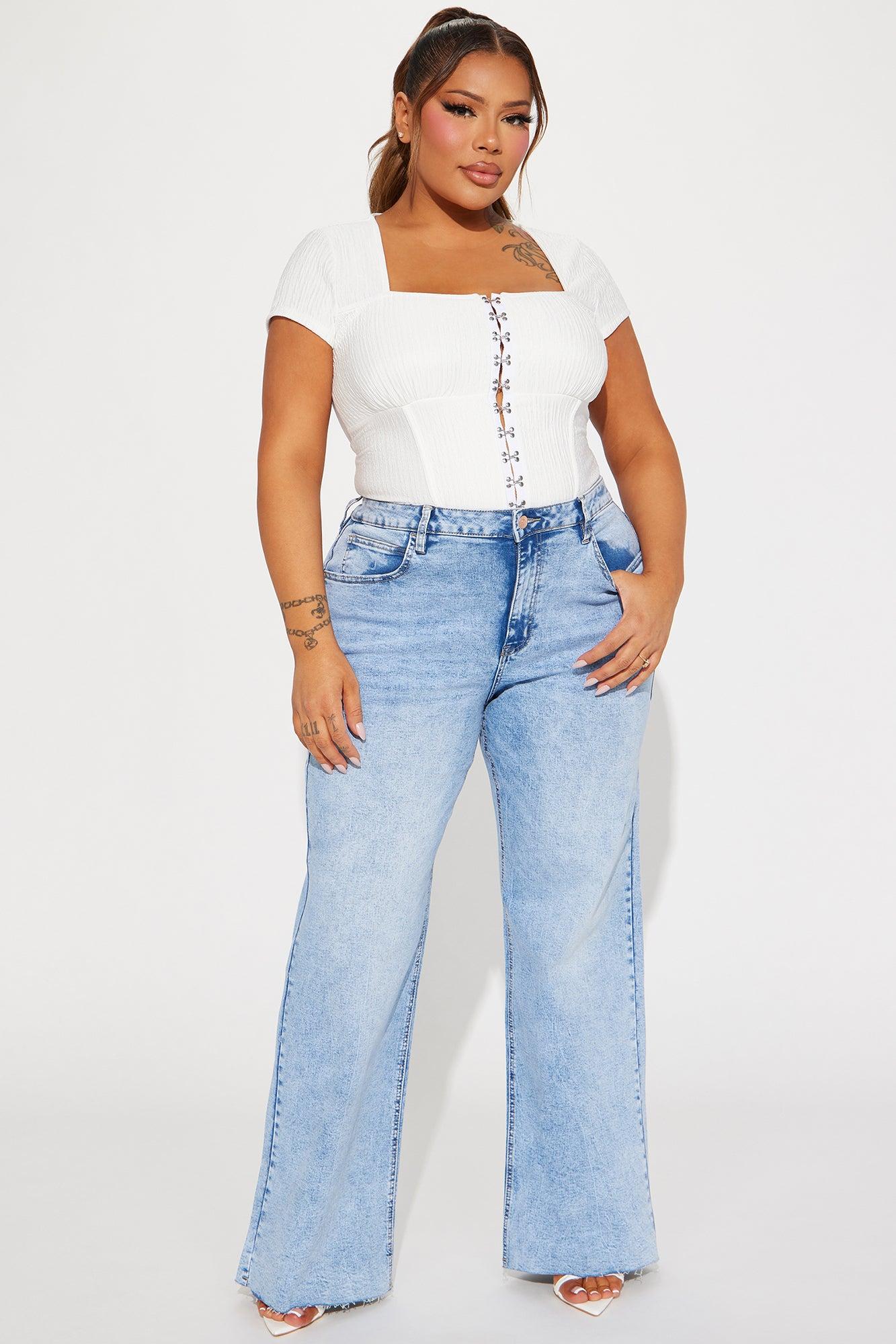 So Valid Stretch Wide Leg Jeans - Light Wash Product Image