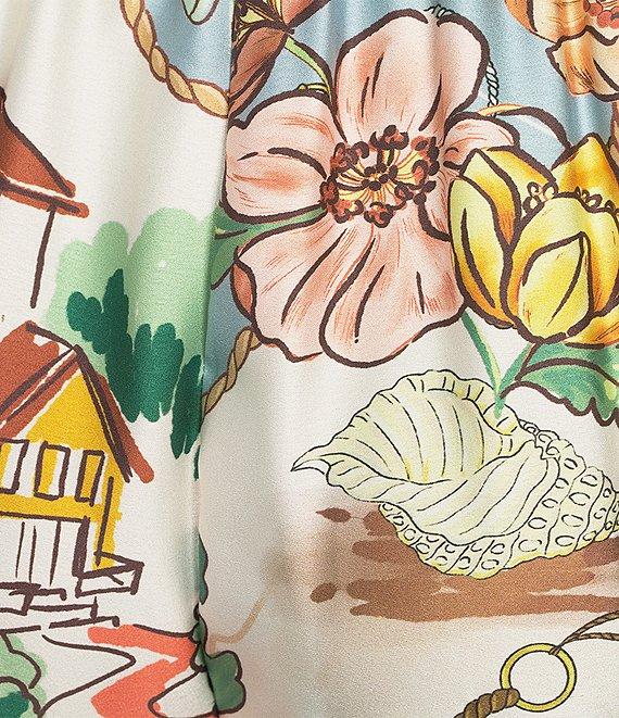 Antonio Melani Coordinating Annalise Ocean Print Satin Pants Product Image