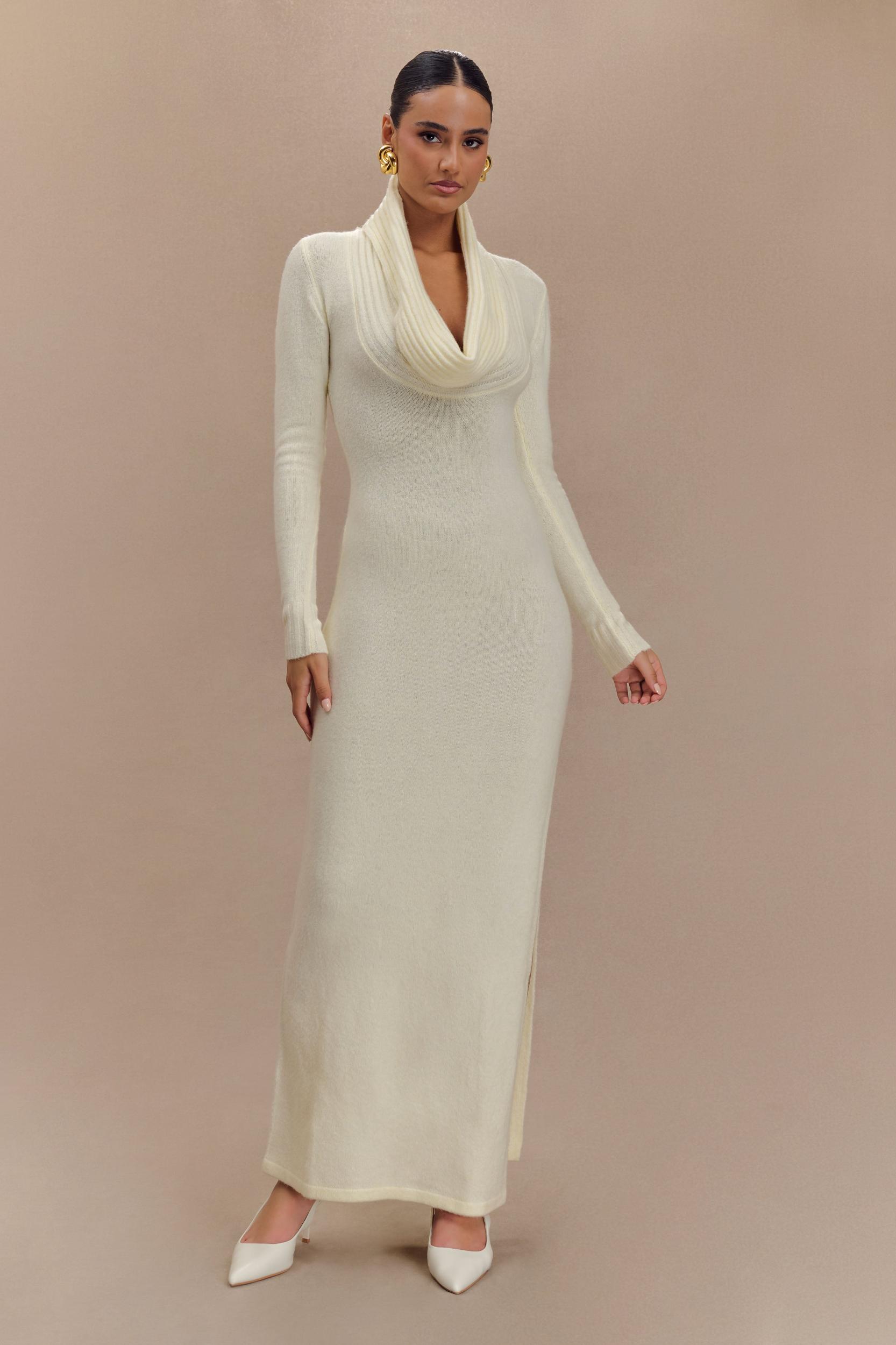 Alessandra Reversible Knit Maxi Dress - Ivory Marle Product Image