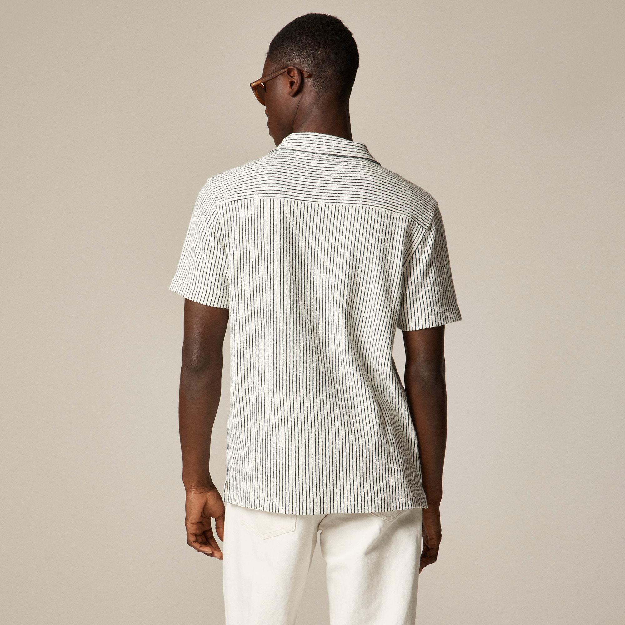 Textured camp-collar sweater-tee in stripe Product Image
