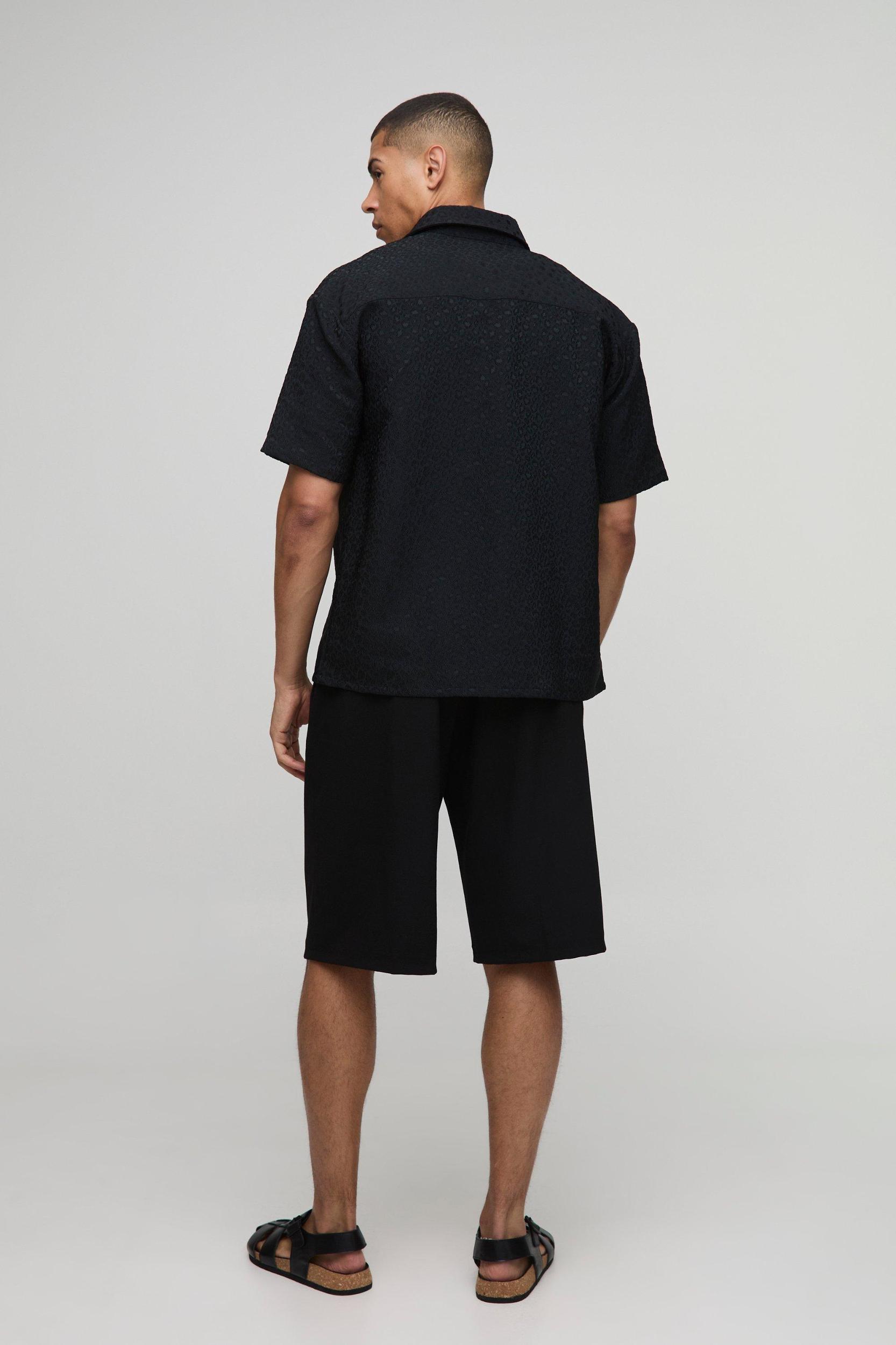 Oversized Leopard Jacquard Shirt | boohooMAN USA Product Image