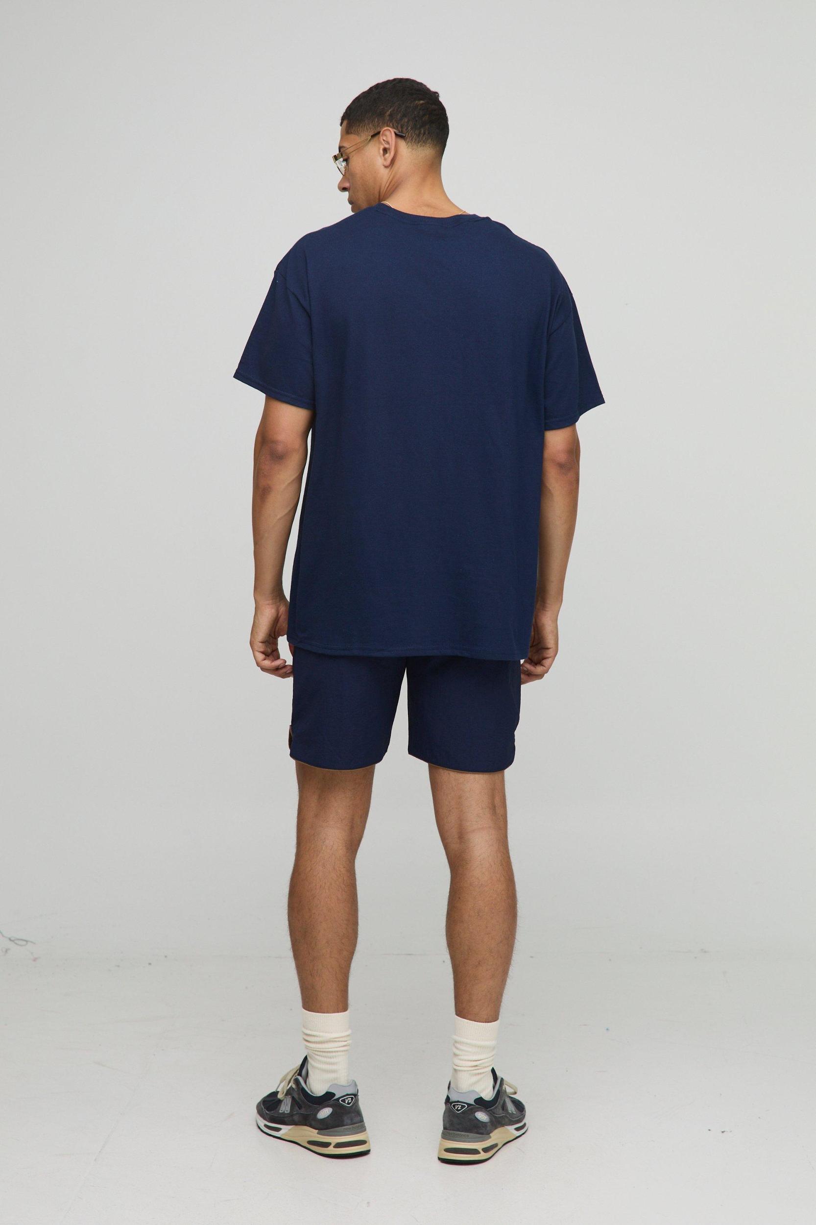 Navy Oversized Monte Carlo T-Shirt | boohooMAN USA Product Image
