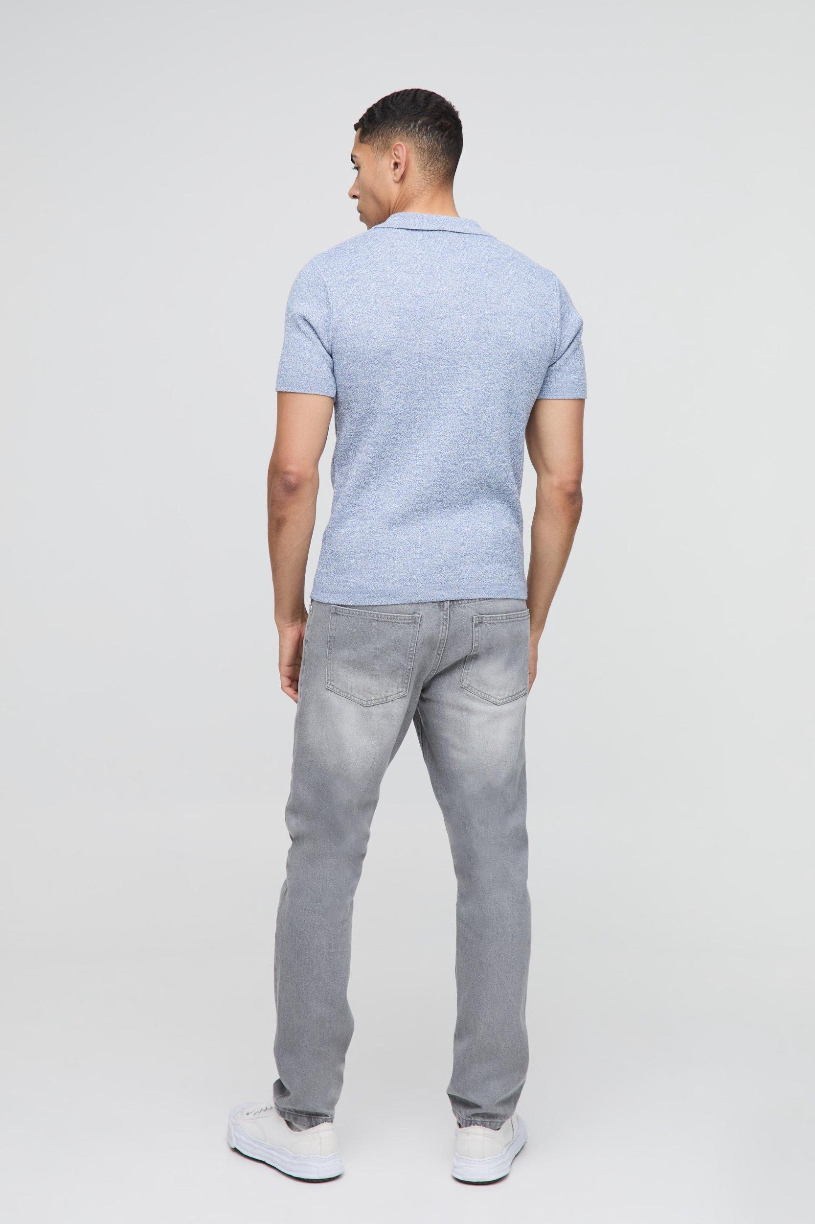 Muscle Fit Zip Neck Colour Twist Knitted Polo | boohooMAN USA Product Image