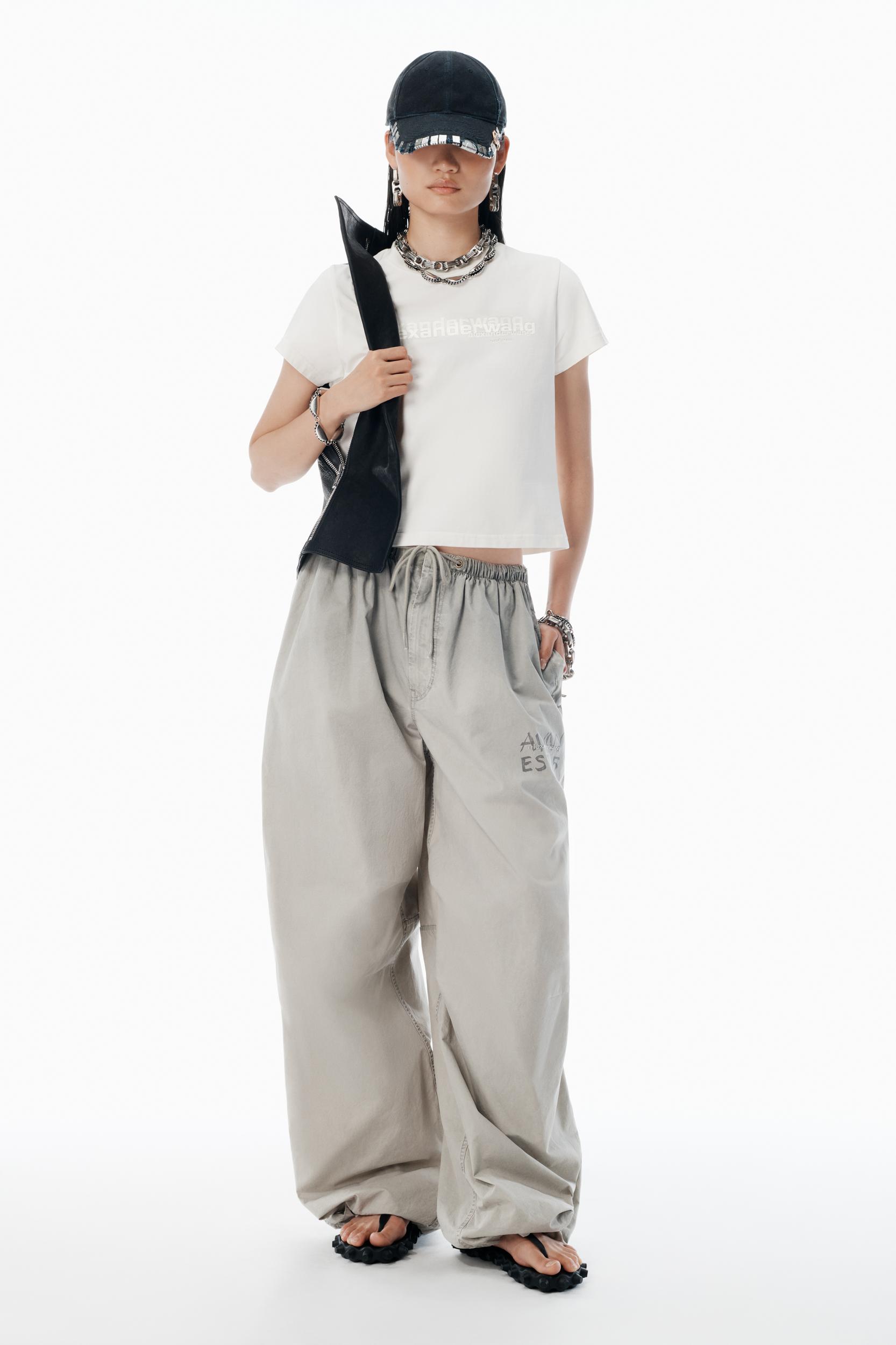 White Cotton Shrunken Logo Tee Product Image