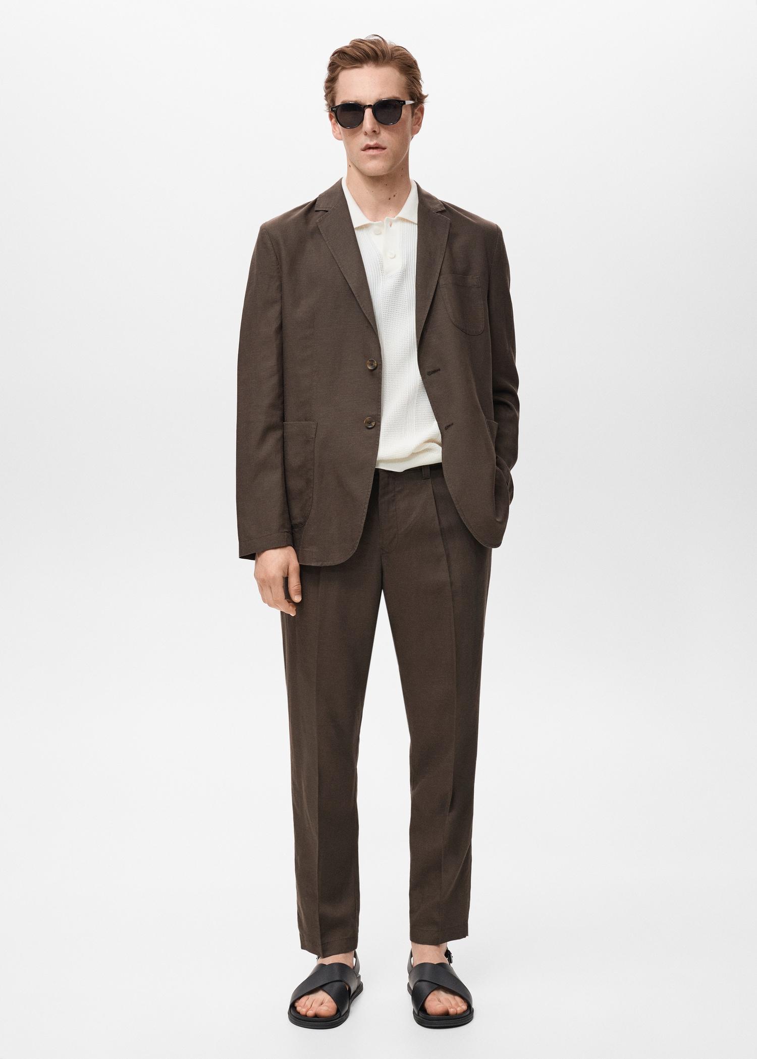 Slim fit linen suit blazer - Men | MANGO USA Product Image