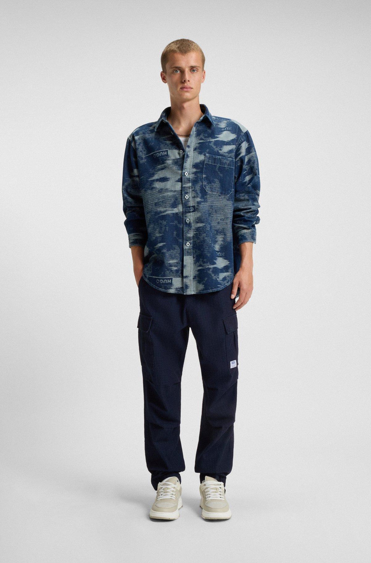 Relaxed-fit cargo trousers in denim-look ripstop Product Image