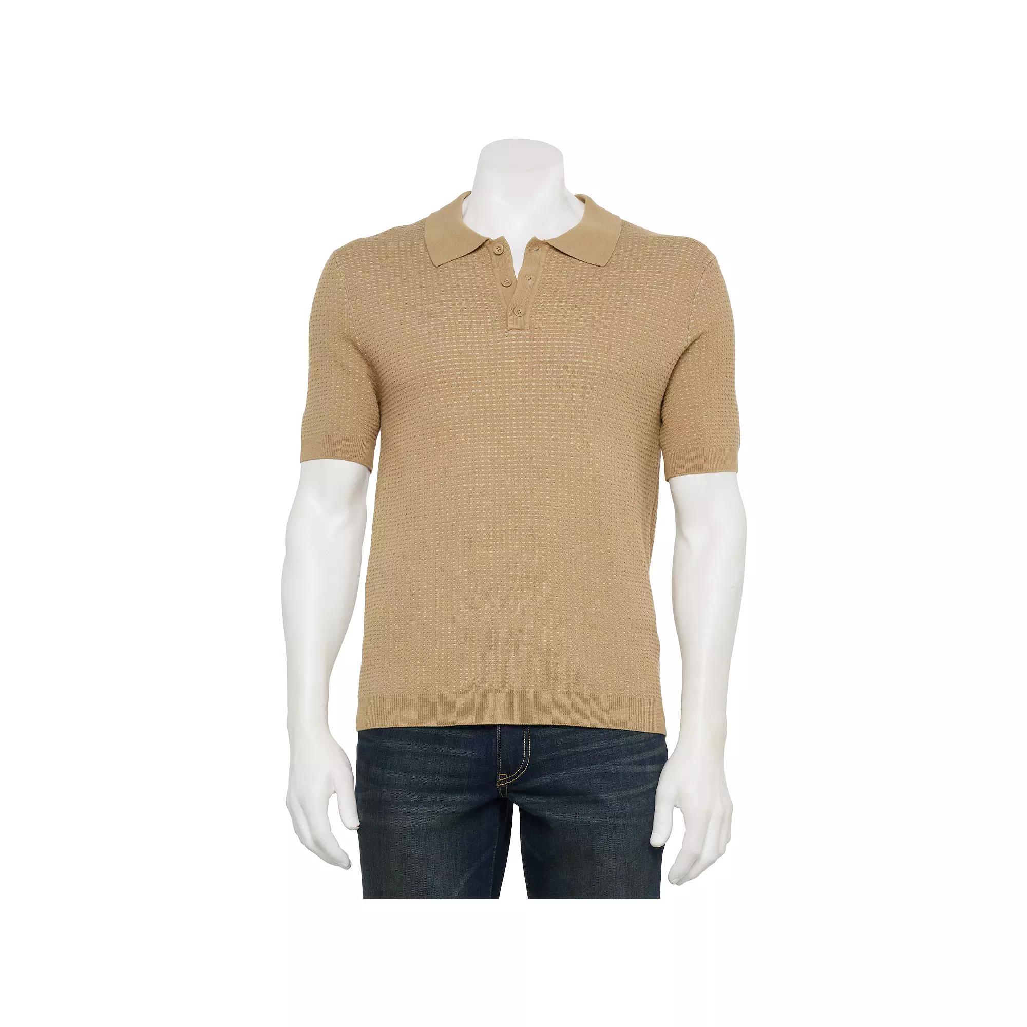 Men's For The Republic Short Sleeve Textured Polo,  Product Image